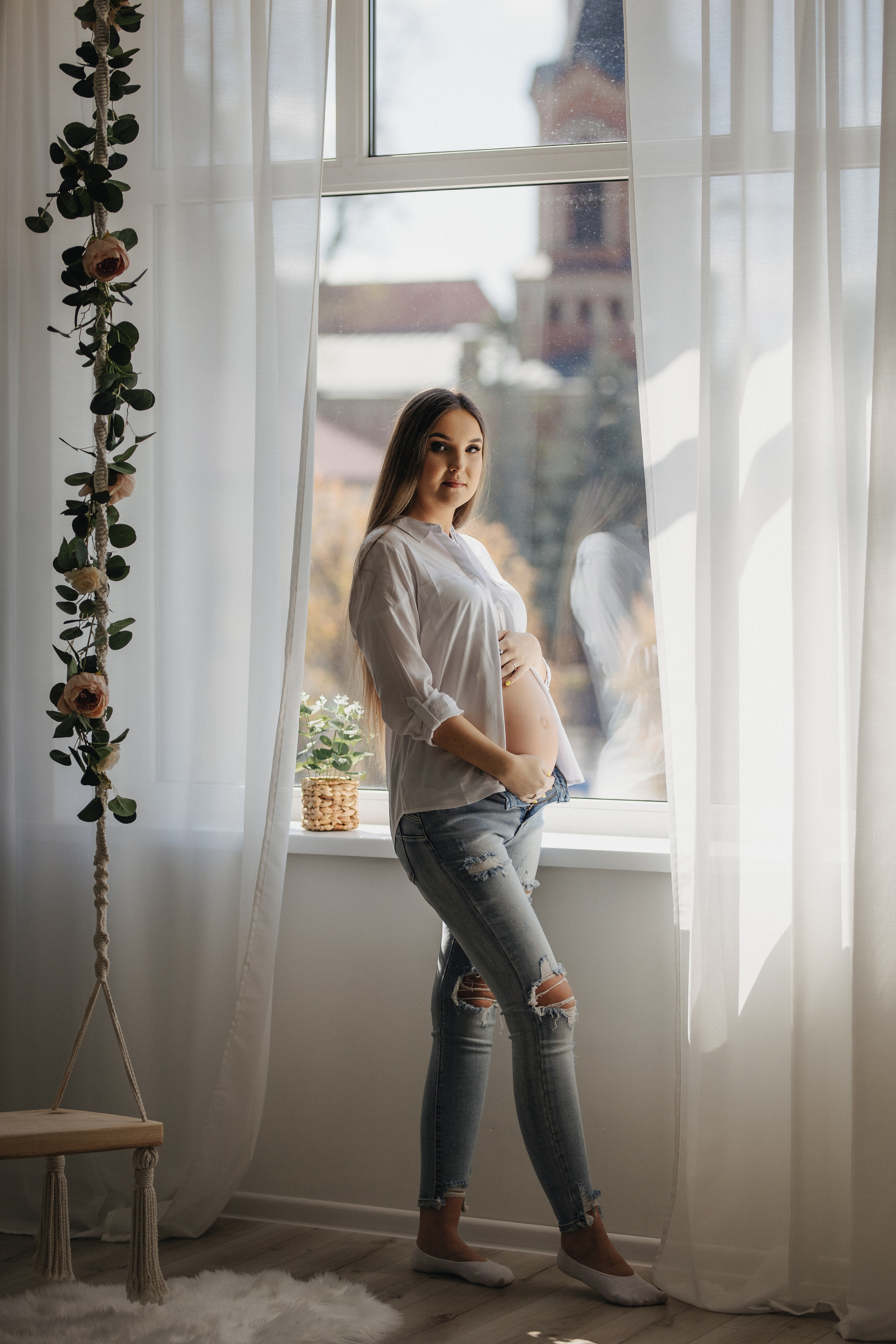 Laukimo (nėščiosios) fotosesija Marijampolėje, fotostudijoje