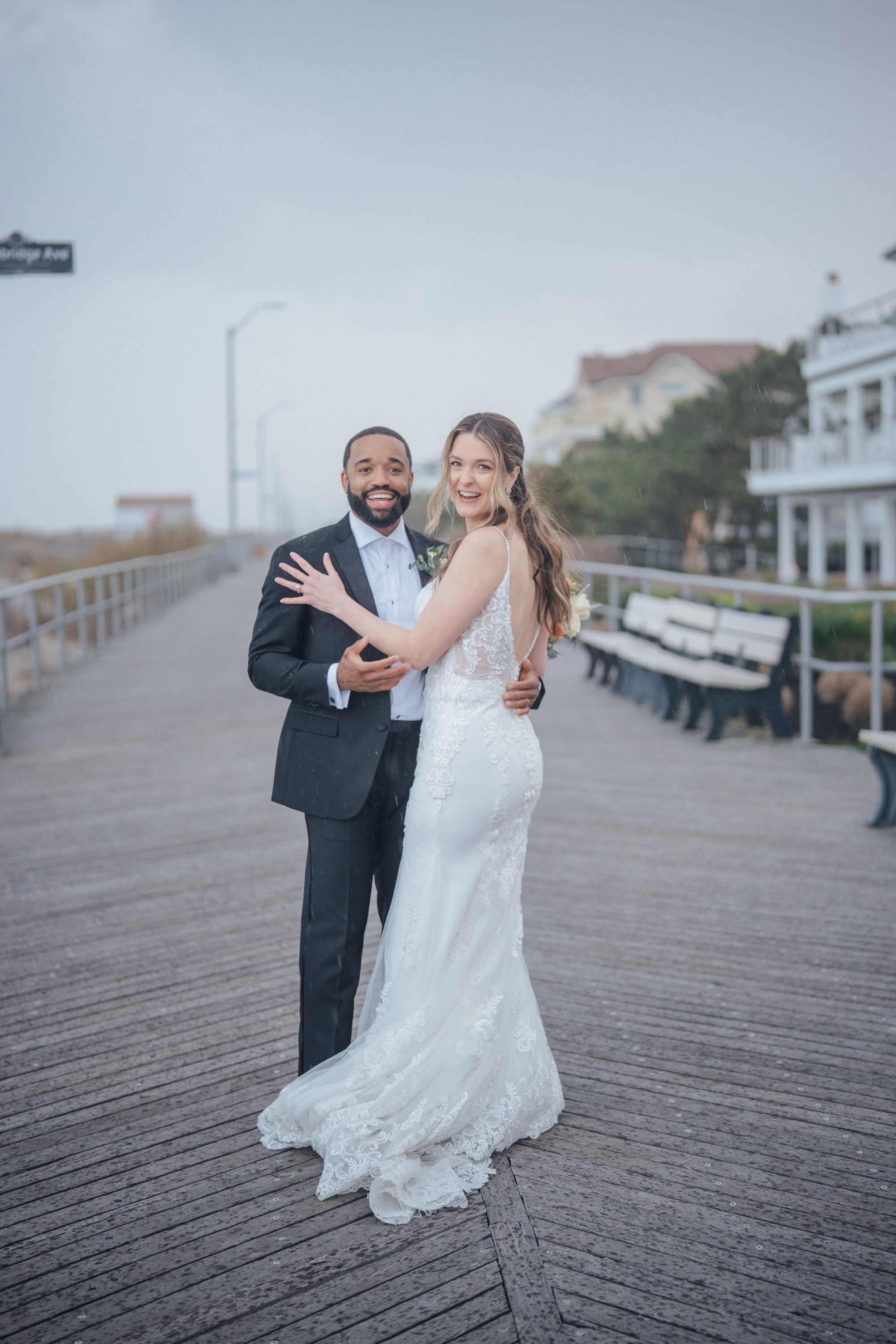 Wedding walk on the beach. Portrait and wedding photographer in New York