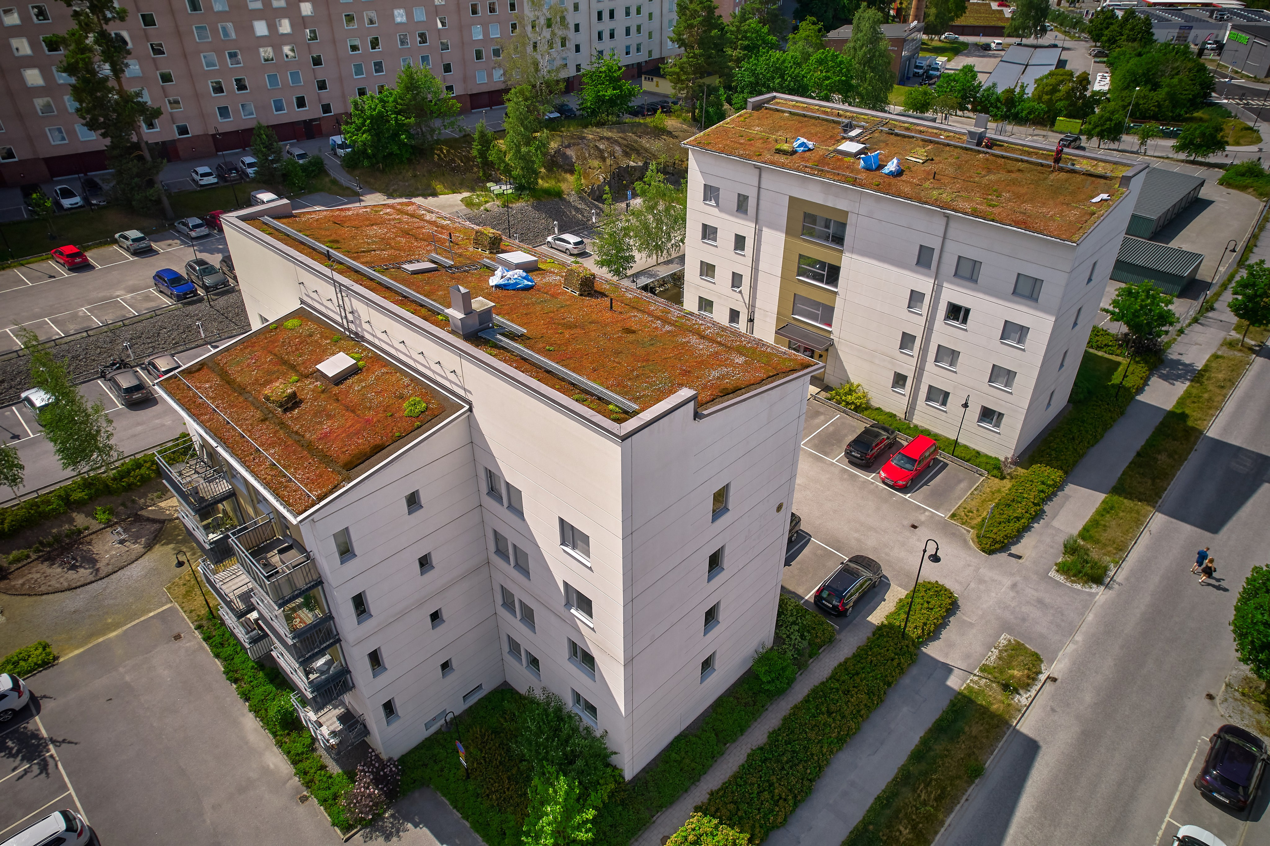 Drönarfoto av tak – dokumentation av takbyte för byggföretag.