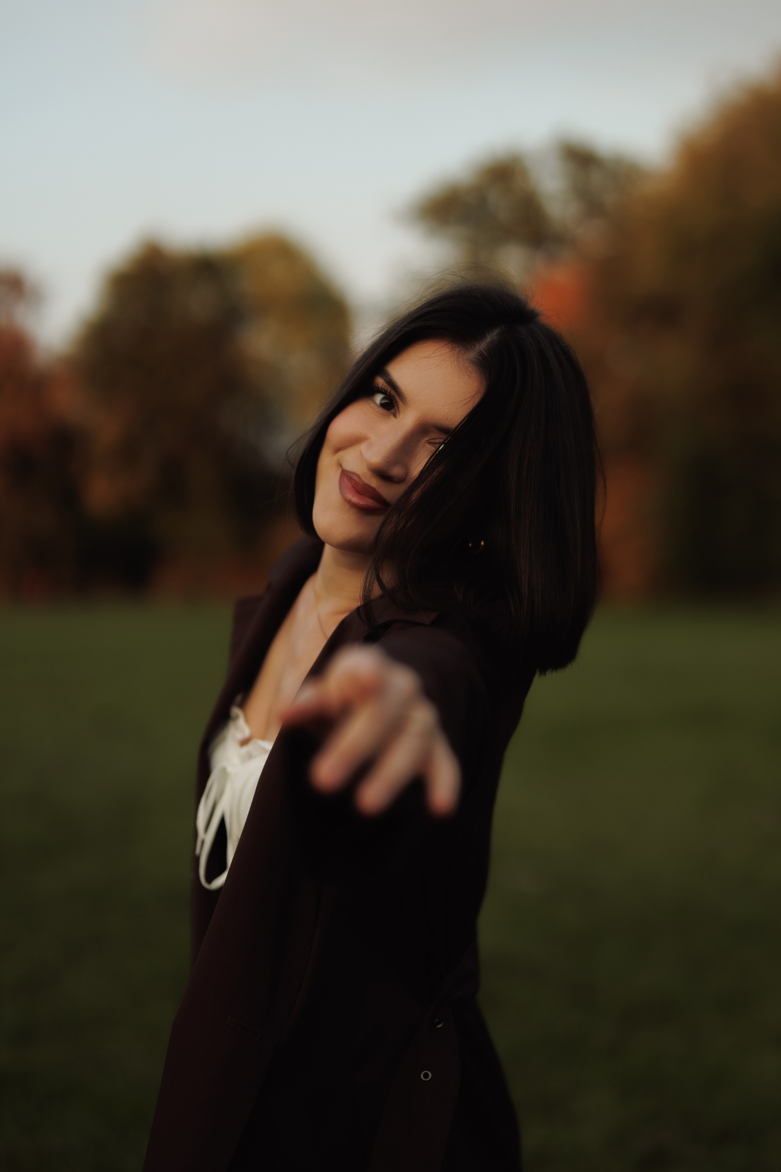 Autumn Park Photoshoot | Woman in White Dress. Cinematic&Elegant Portraits by Kristina Kozheltsova. Kristina Kozheltsova- Soulful Portrait&Lifestyle&Love Story Photographer in Leipzig, Germany