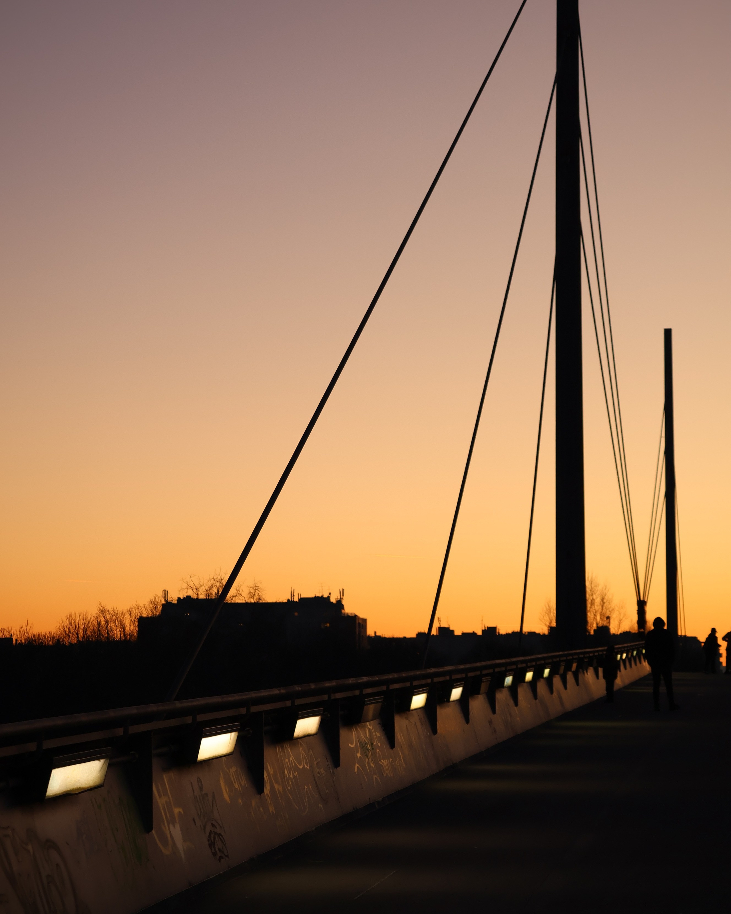 Sunset over a bridge in Vienna
