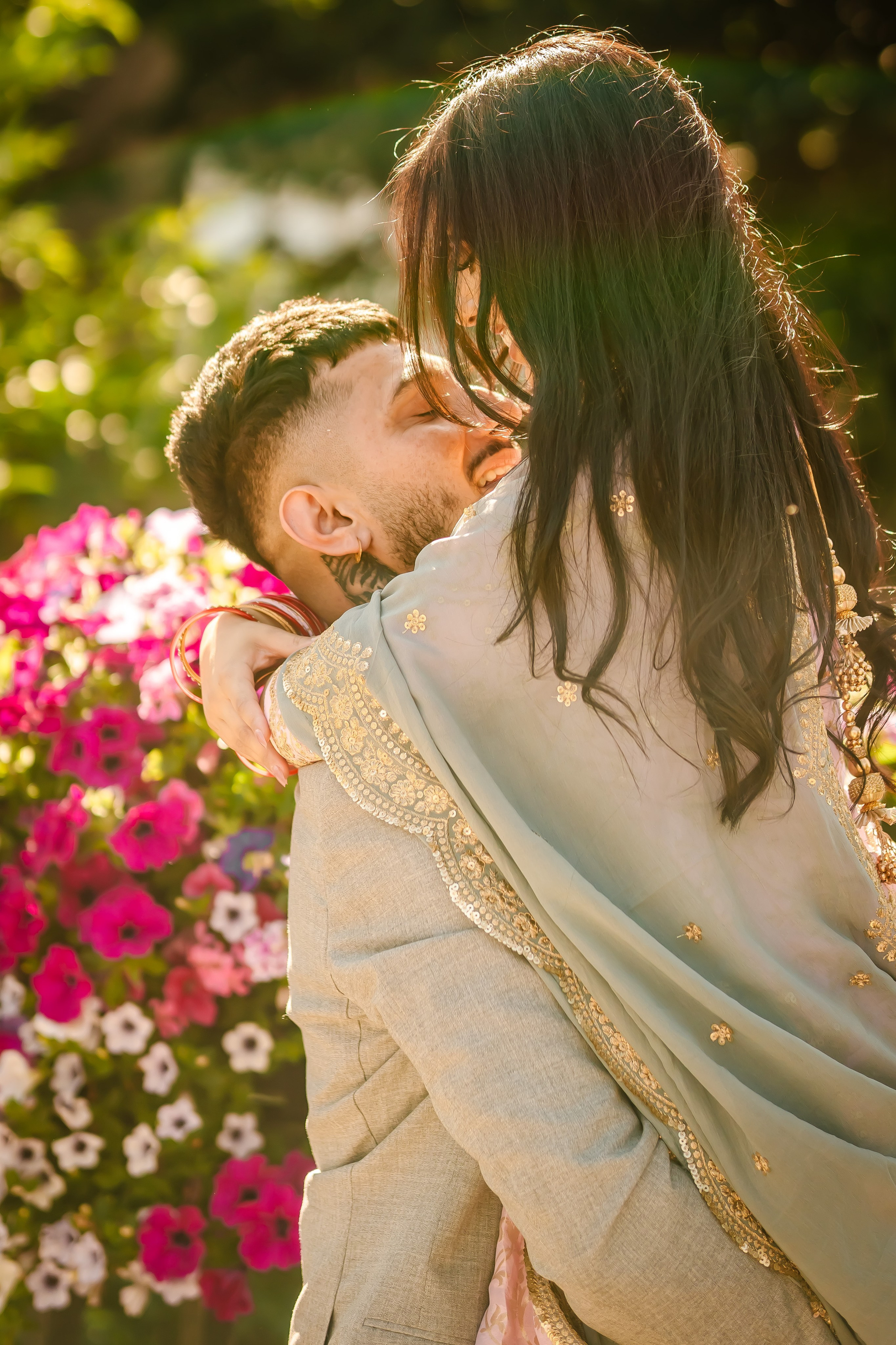a man lifting the bride