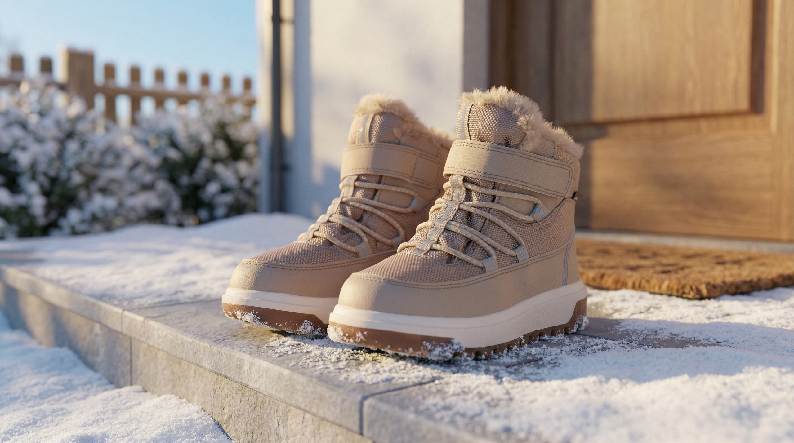 AI Product Visualization of Kids Boots | Real Photography + AI Winter Scene | VV Studio. VV Studio — Product Photography & AI Visuals