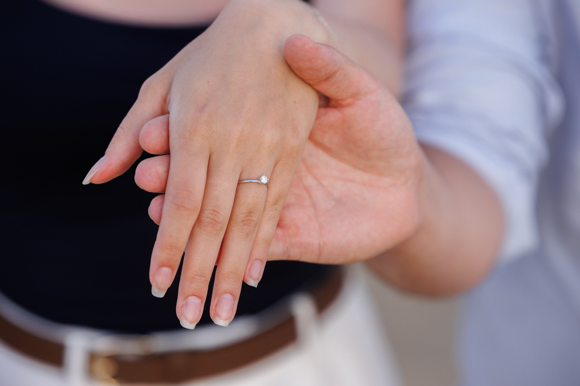Close-up of engagement ring after a marriage proposal in Gran Canaria