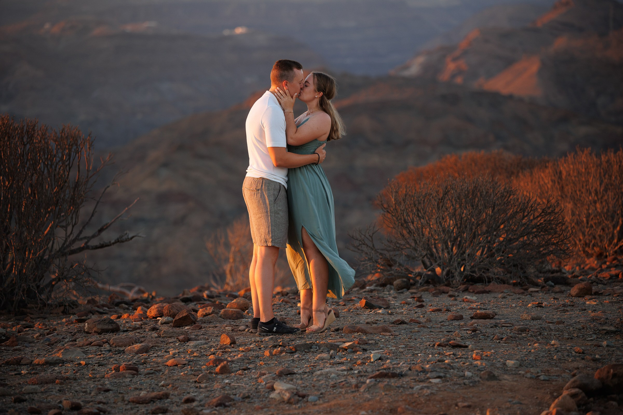 Couple embracing at Barranco de las Vacas, Gran Canaria