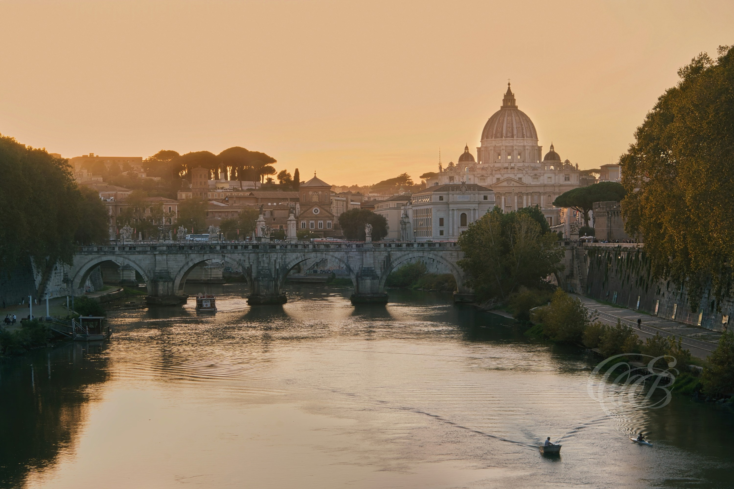 Rome Italy — Ponte Sant’Angelo and St. Peter’s Dome — Eduardo Bartoli Fine Art Photography — Fine art photograph of Ponte Sant’Angelo aligned with the dome of St. Peter’s Basilica in Rome, Italy — photography by Eduardo Bartoli.