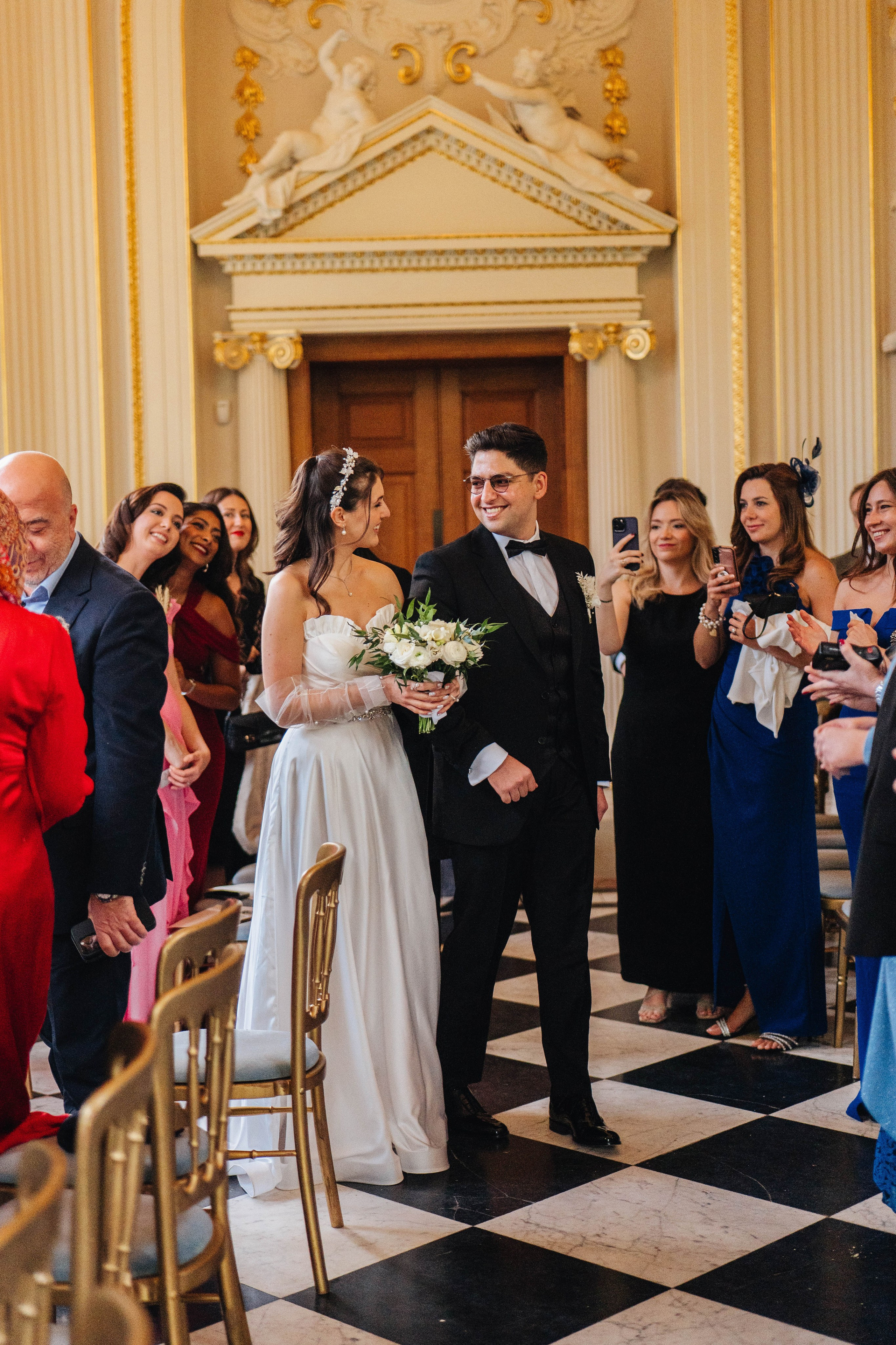 photo of the wedding ceremony, close up of bride and groom looking at each other