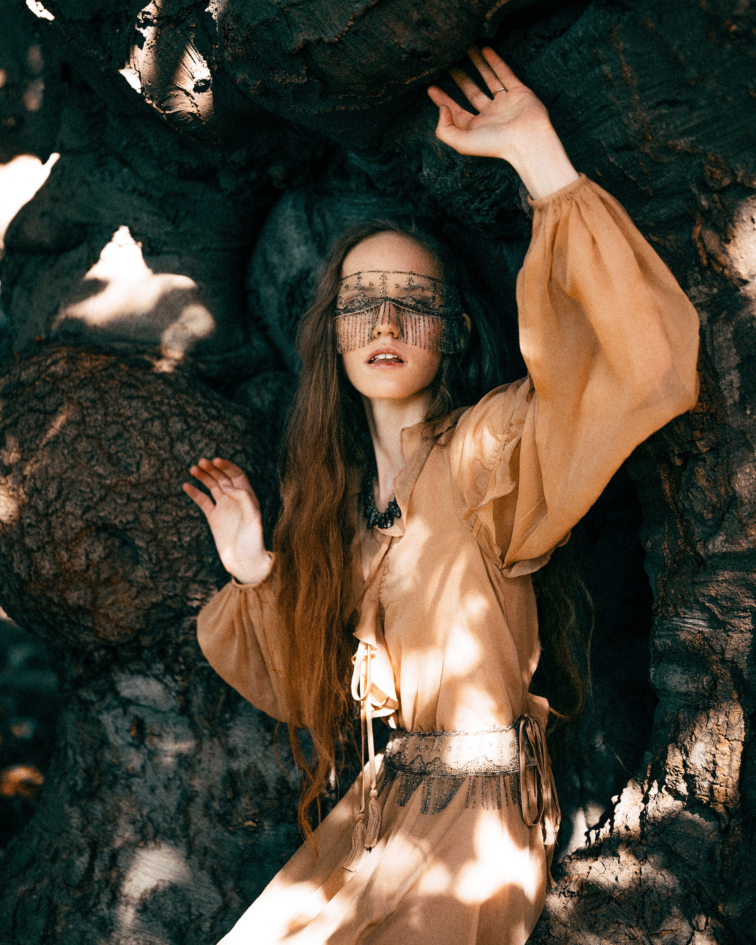 Fantasy Photoshoot in a Medieval Castle in ethereal light. Moth & Moss Photography
