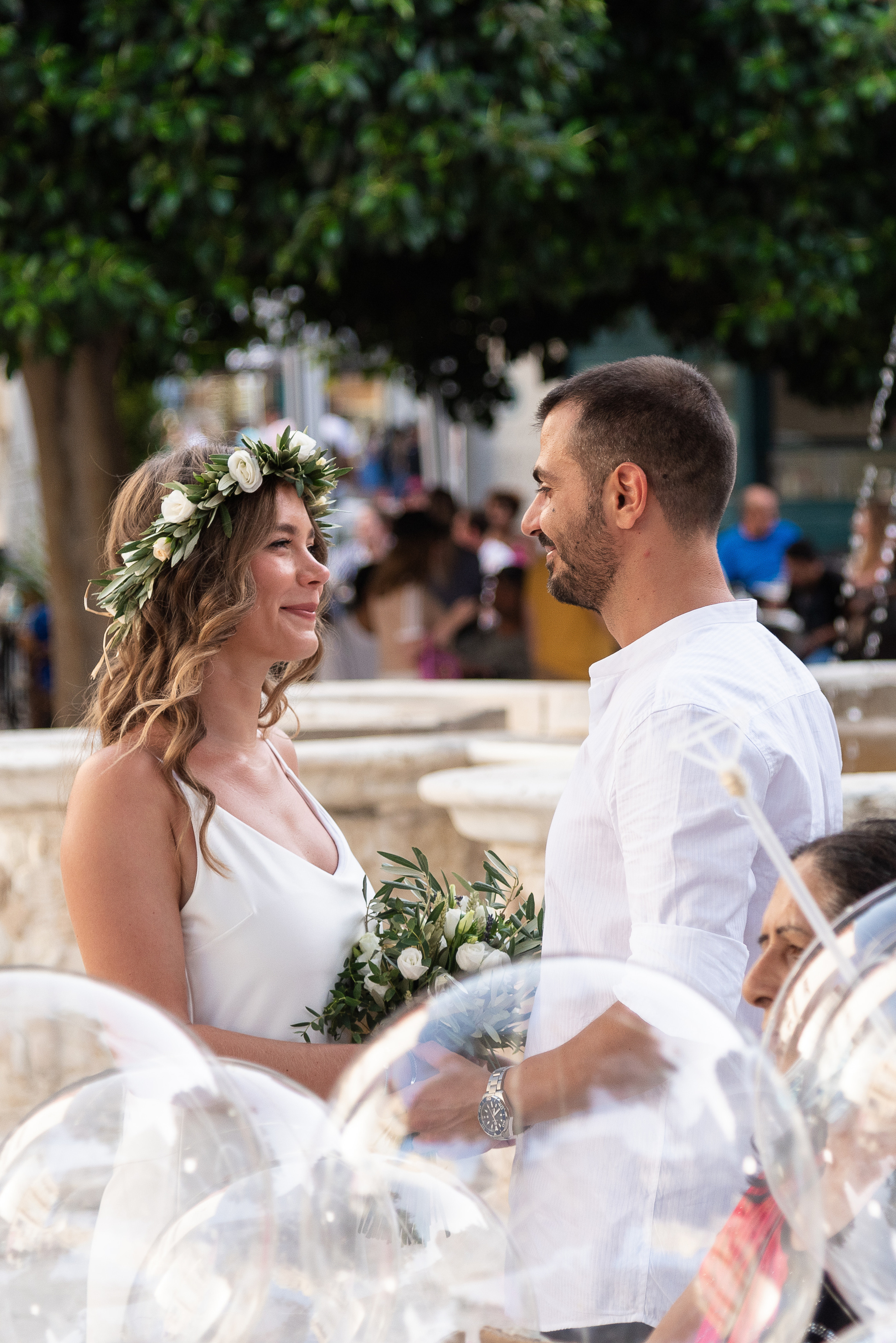 Wedding photographer in heraklion couple holding hands