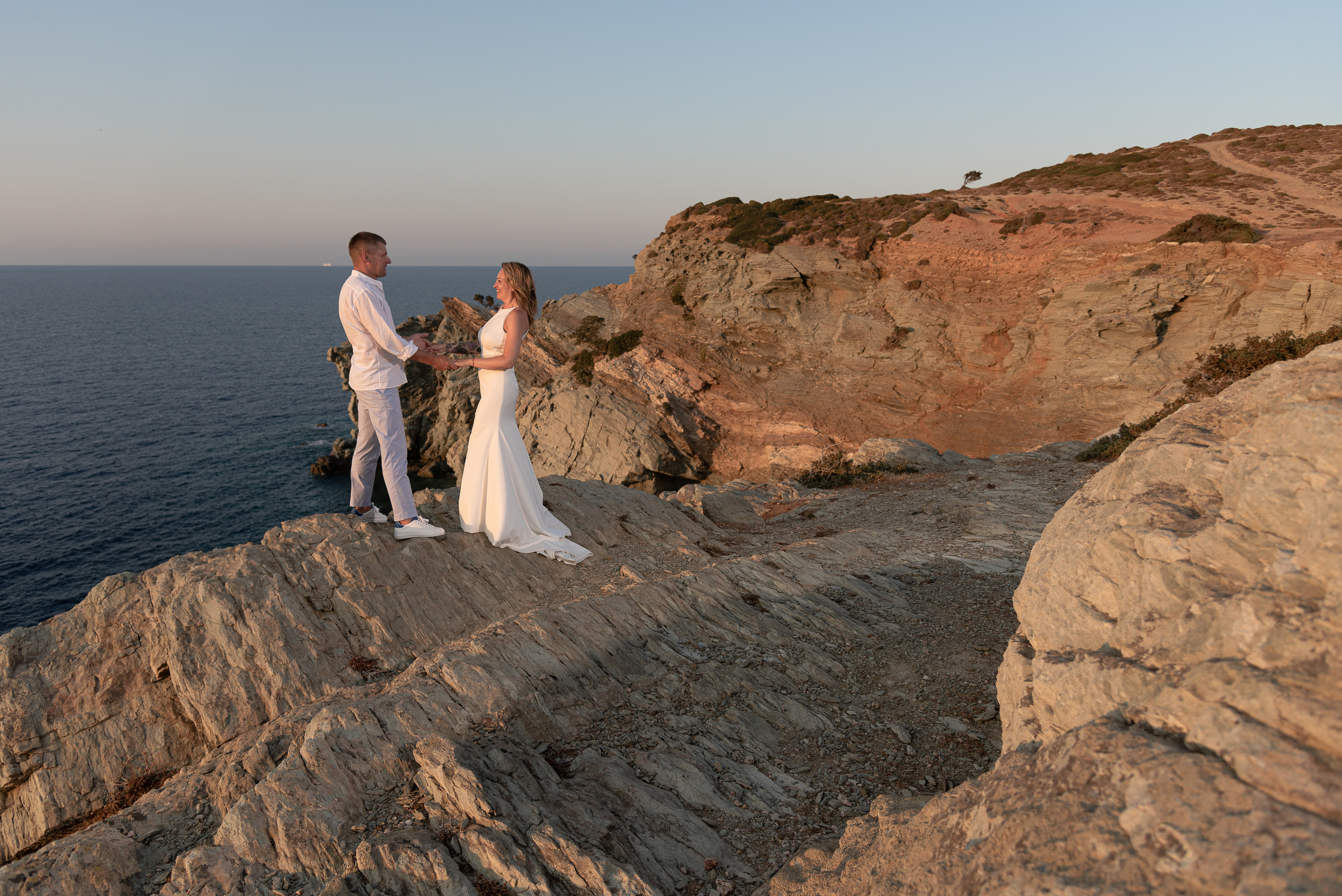 Wedding photographer in Crete photo shoot in the mountains at sunset
