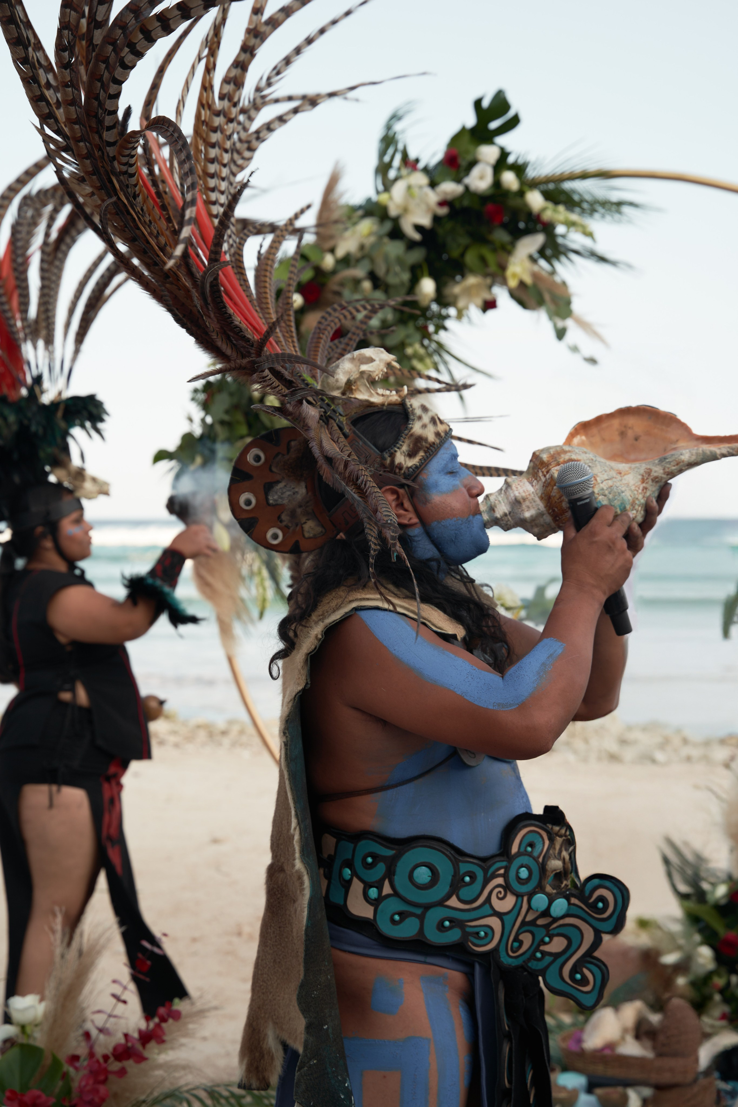 Mayan ceremony wedding on Cancun beach