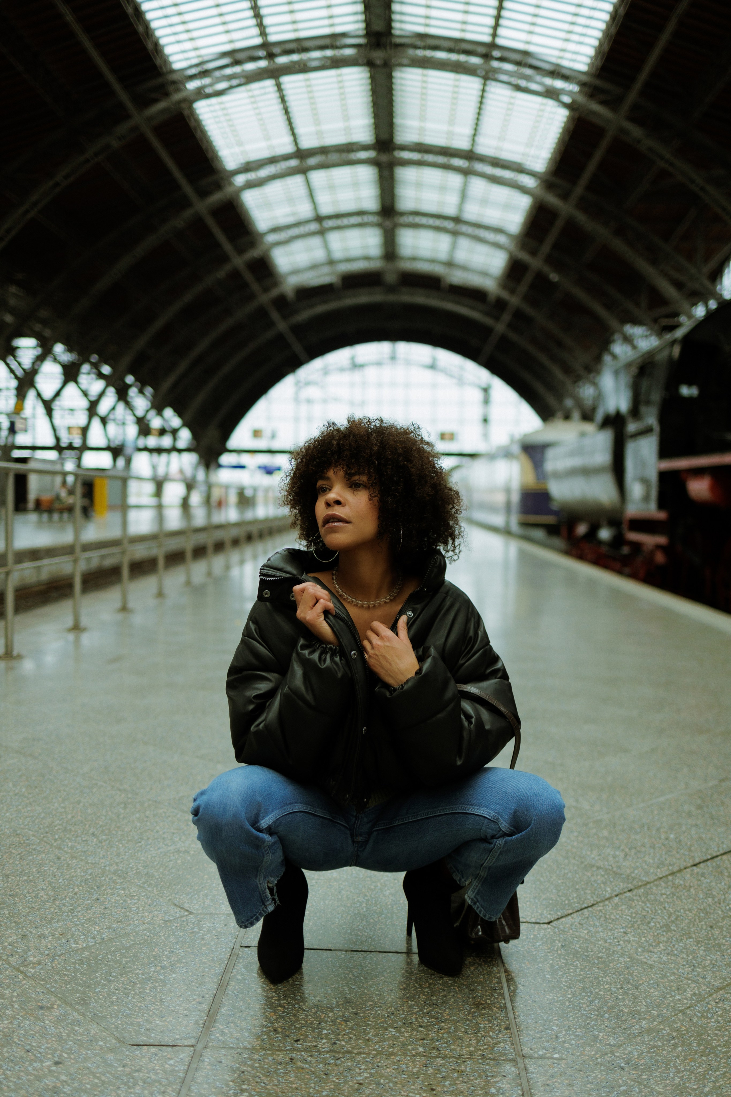 Urban Soul. Portrait Photoshoot at the Train Station. Natural Light & Cinematic Mood. Kristina Kozheltsova- Soulful Portrait&Lifestyle&Love Story Photographer in Leipzig, Germany