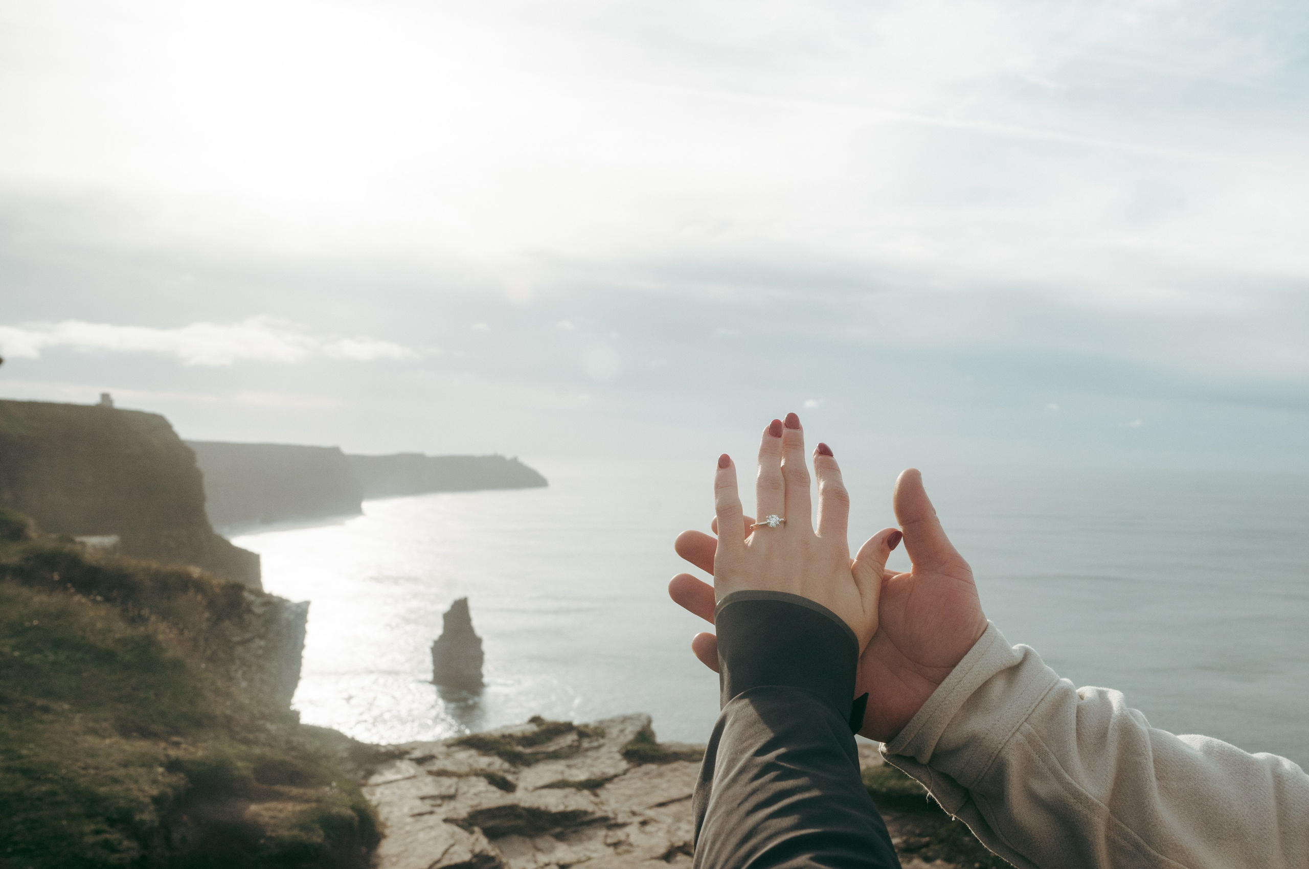Proposal at Cliffs Moher. Wedding and family photographer Ireland