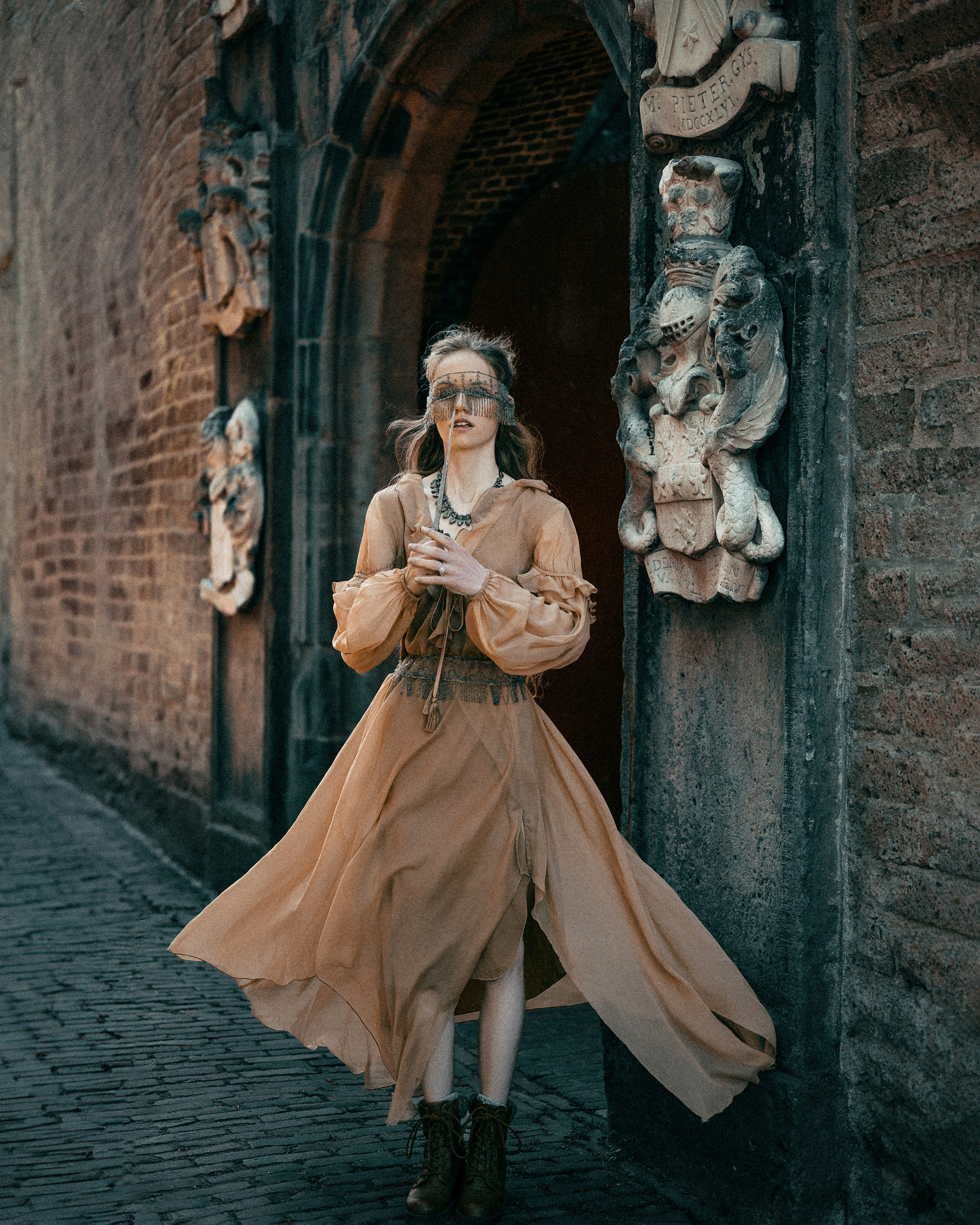 Fantasy Photoshoot in a Medieval Castle in ethereal light. Moth & Moss Photography