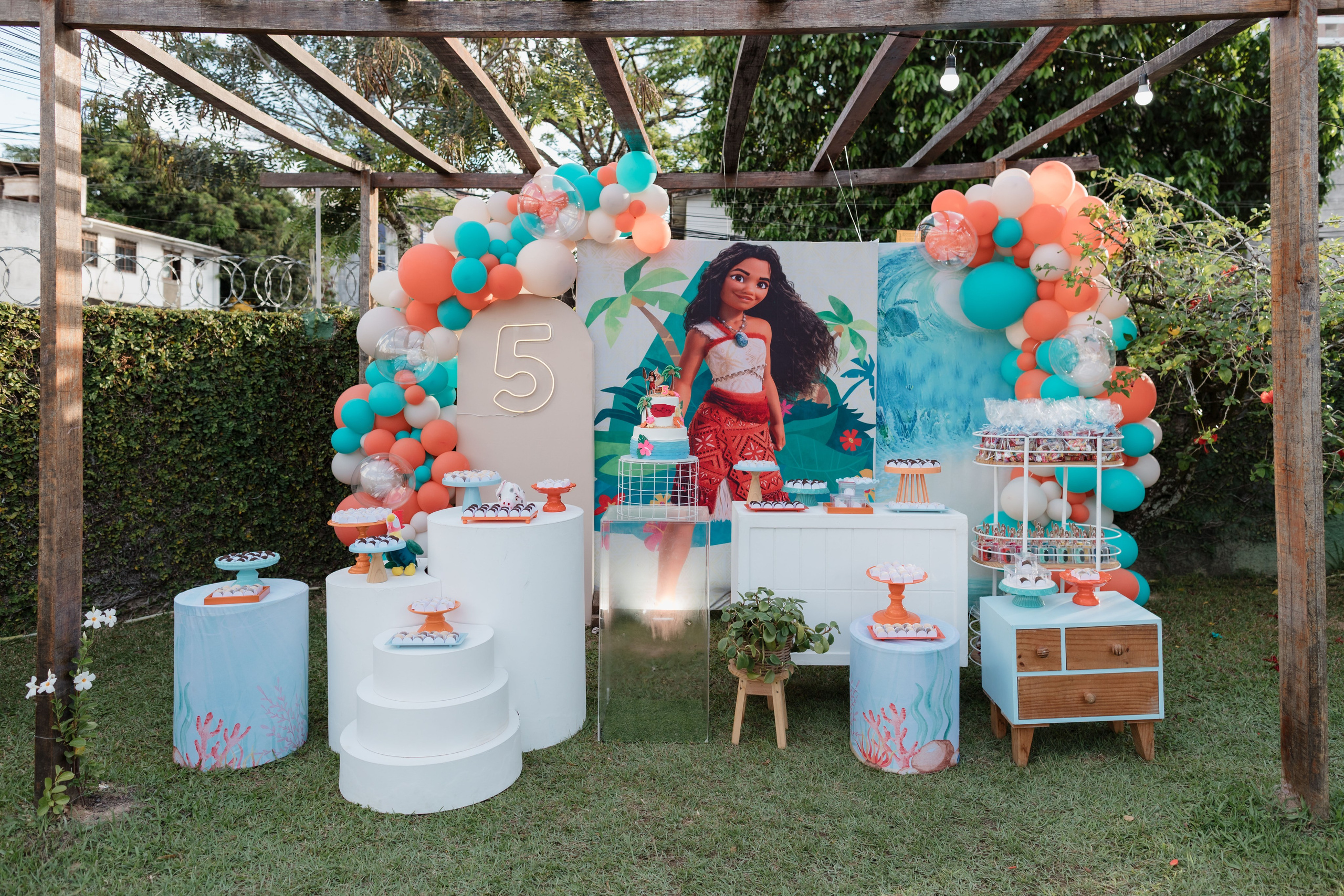 Decoração Moana festa de 5 anos em A Casa com Jardim