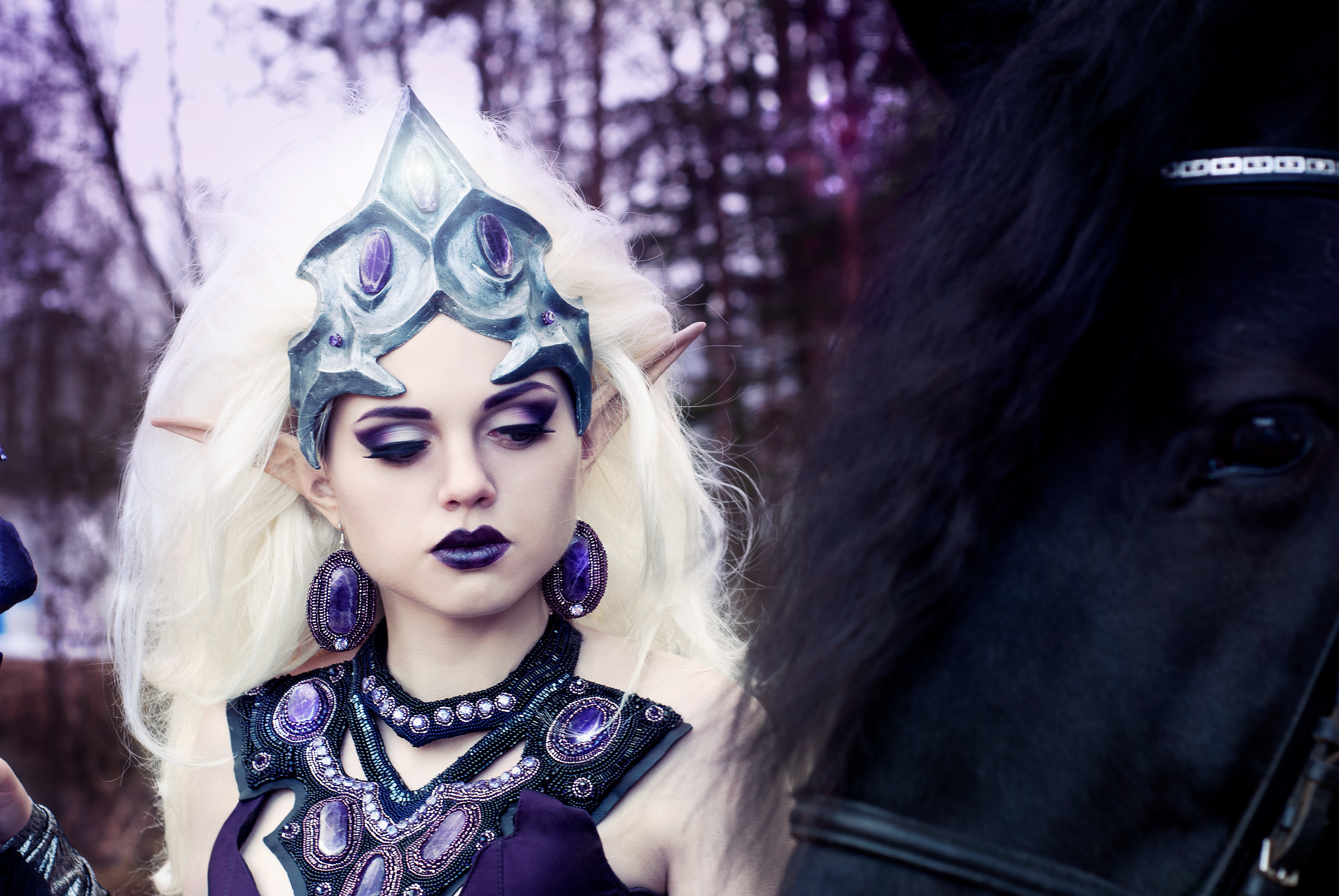 Fantasy cosplay portrait with dramatic studio lighting. Dark aesthetic cosplay photoshoot in Belgrade. Creative fantasy character photography in Serbia