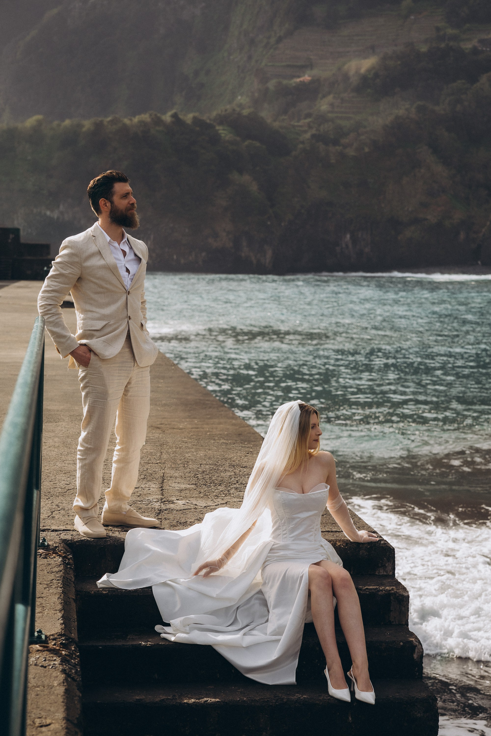 After Wedding Photoshoot at Seixal Beach, Madeira | Romantic Couple Session