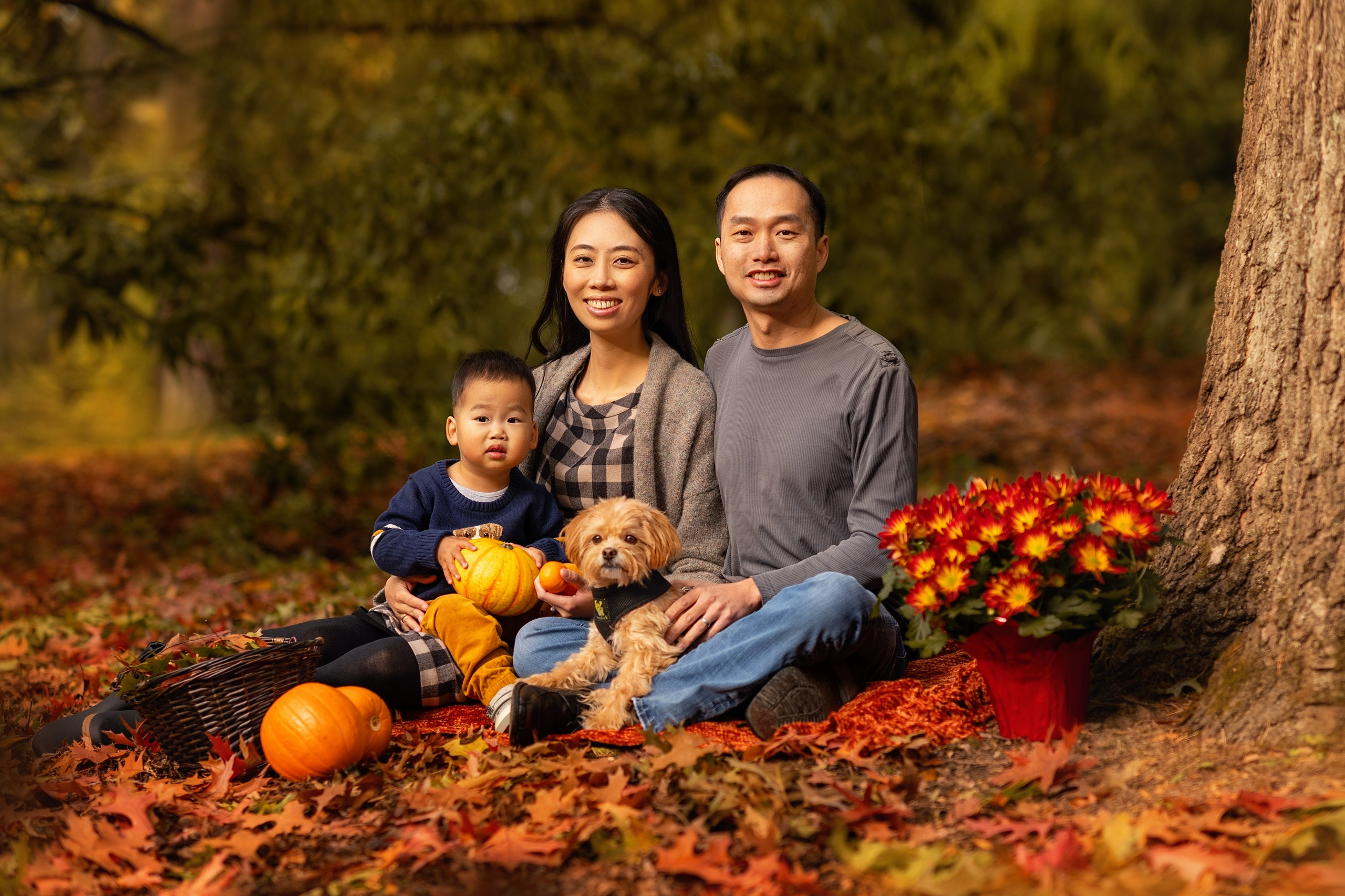 Cathy & Arthur with Marvel son. Wedding & family photography in Seattle area. Helen Michelle photographer