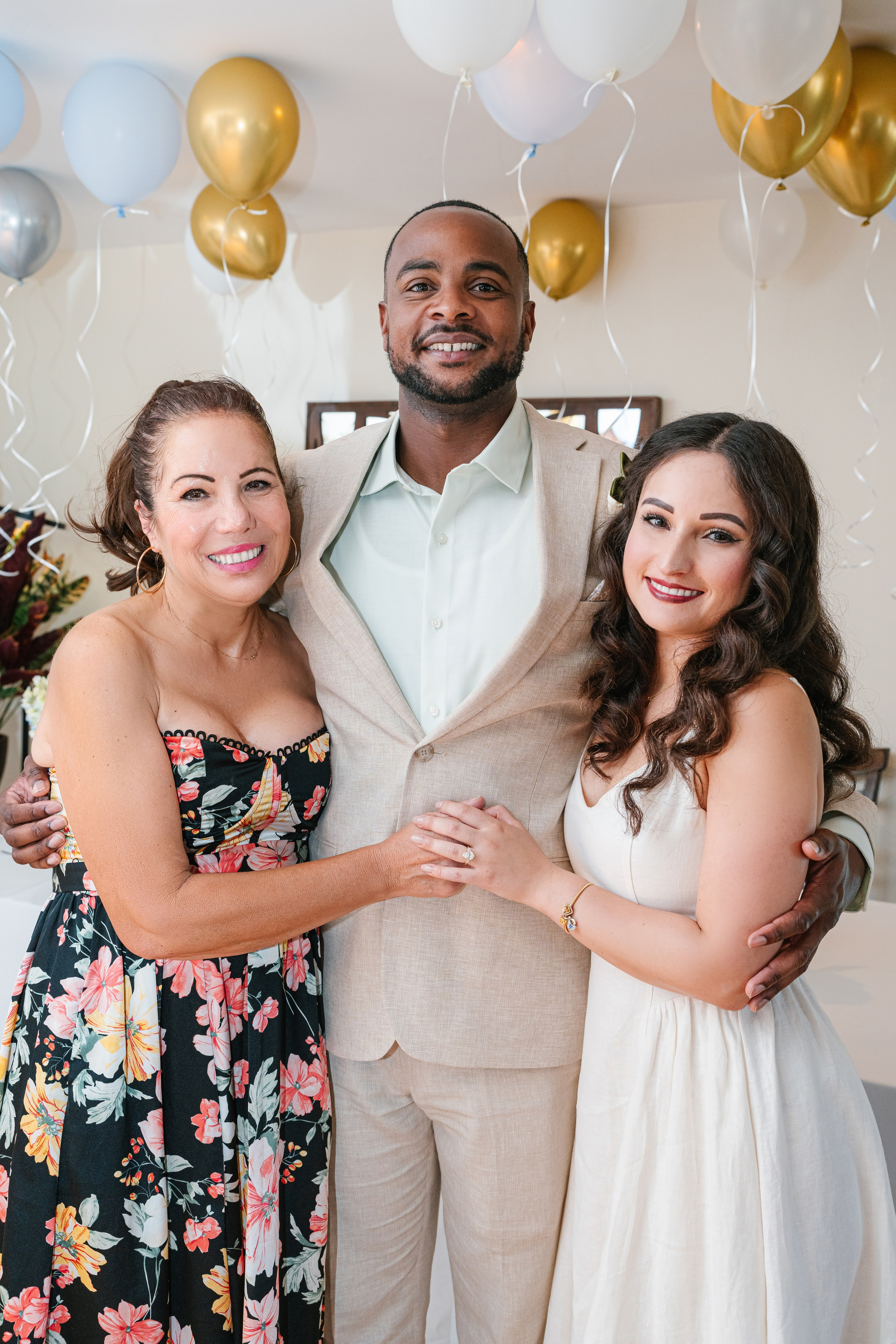 Candid family moments during an engagement party at home