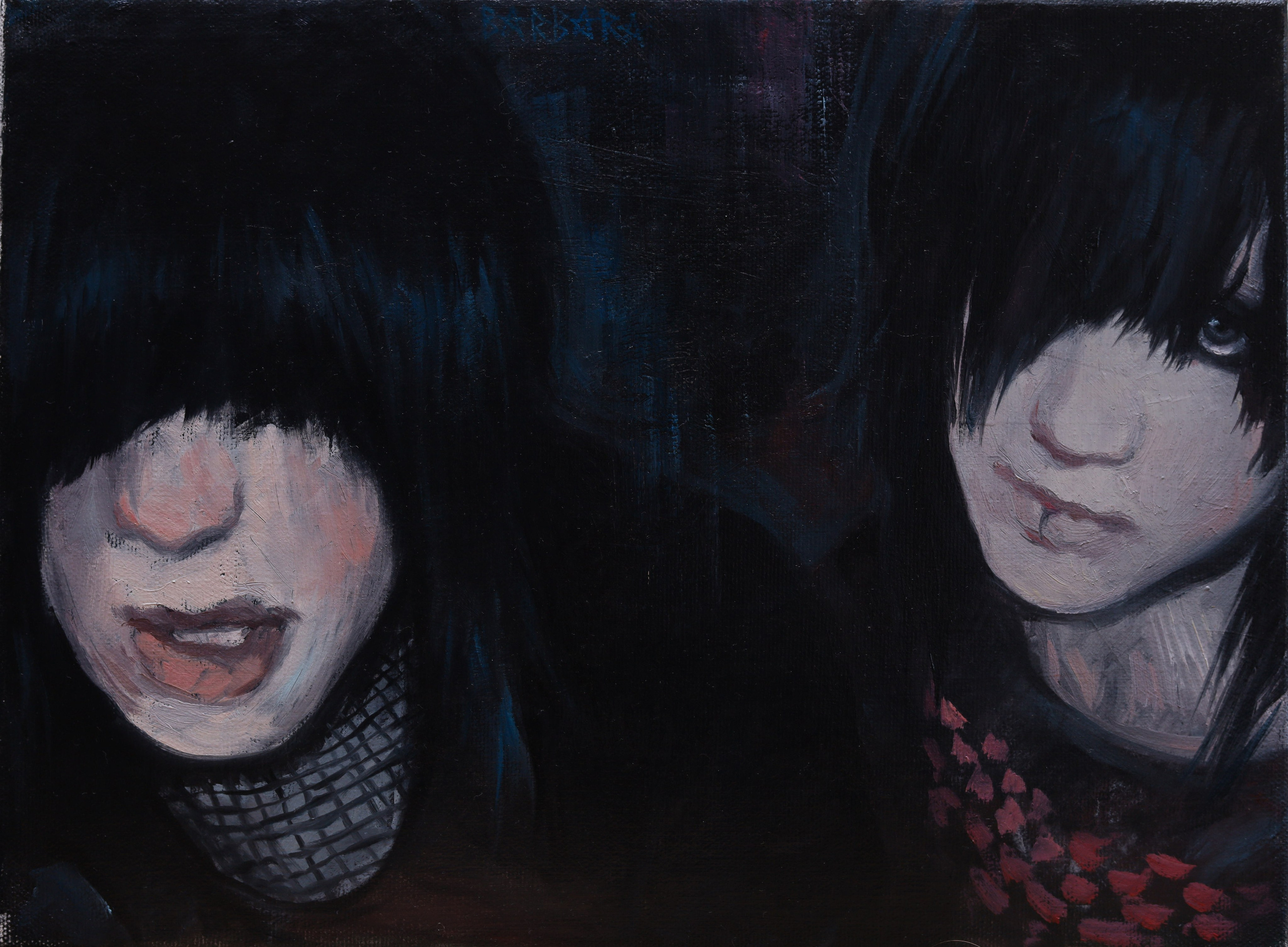 Double Portrait in Black, oil painting, Barbara Cabral. Barbara Cabral