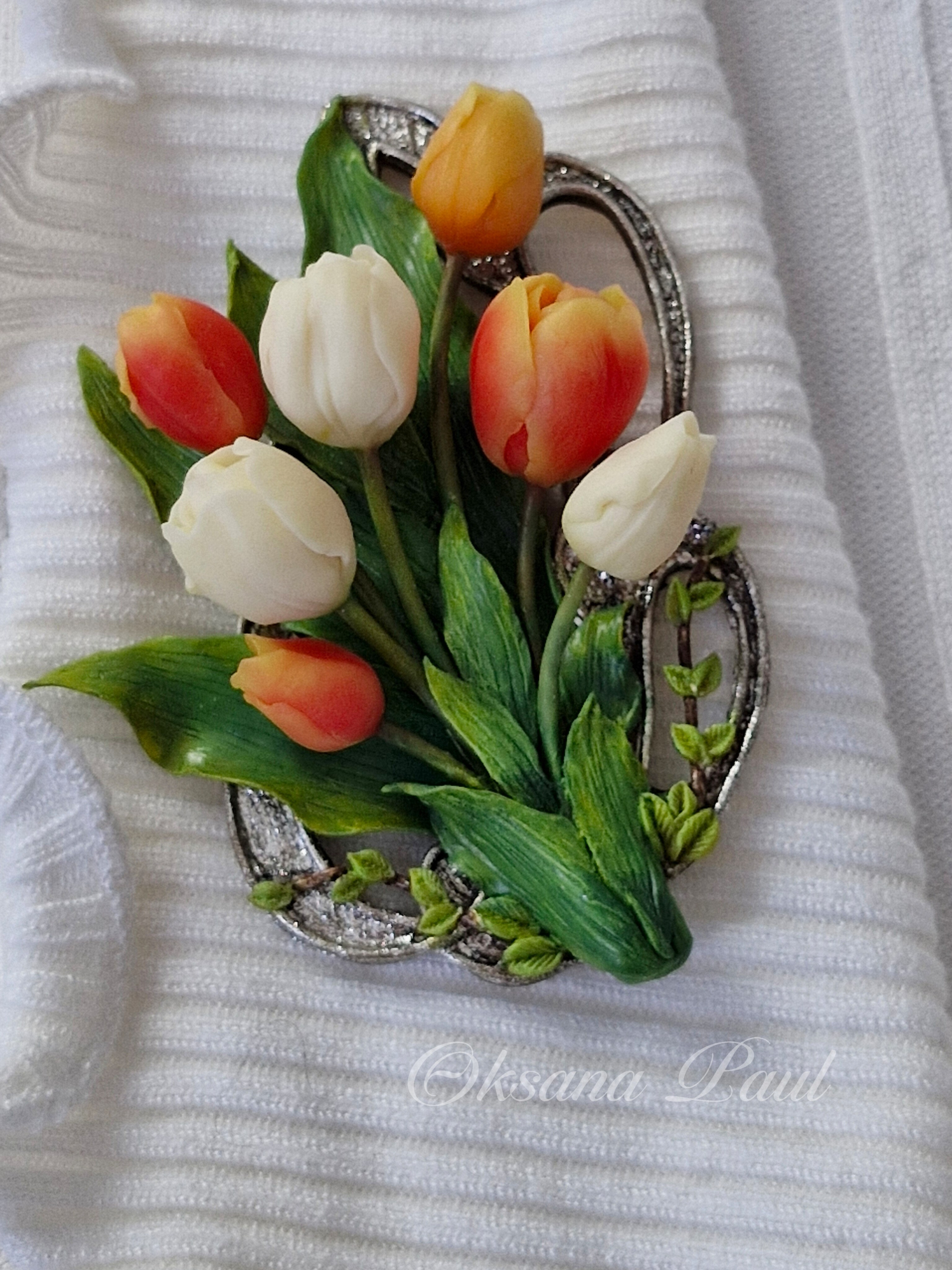 Броши с цветами / Blumen-Broschen ➜. Oksana Paul-Gardinen-Design Oksana Paul ✧ Art of Gardinen & Textile Design ✧ Polymer Clay Art & Handmade Creatures