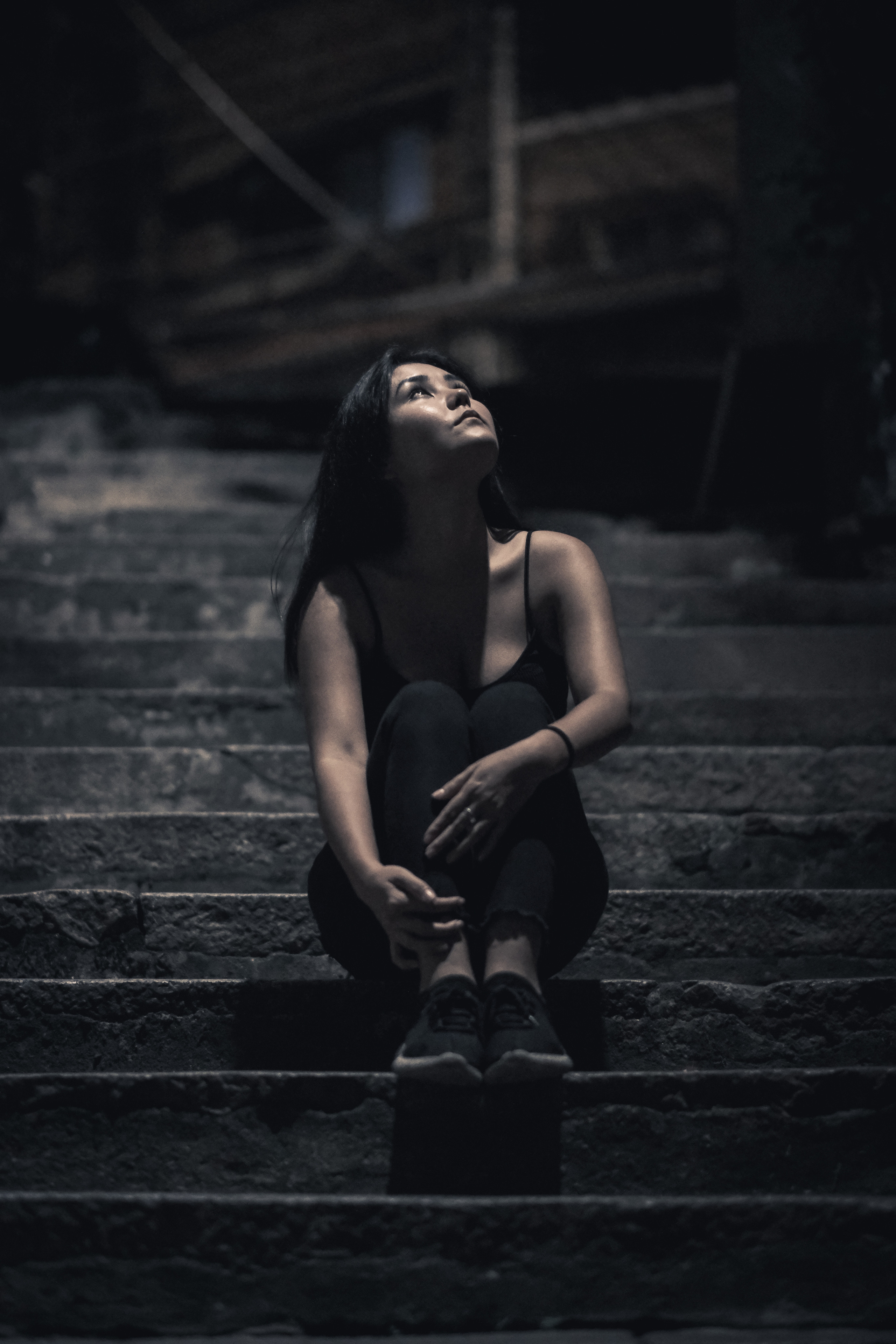 Alone | Chinese streets in Chinatown | Jiangmen City | Street Photography | Jiangmen Street Photos | China Street Photography. Camera: FUJIFILM X-Pro3 56mm F1.2 | Yuko Photography