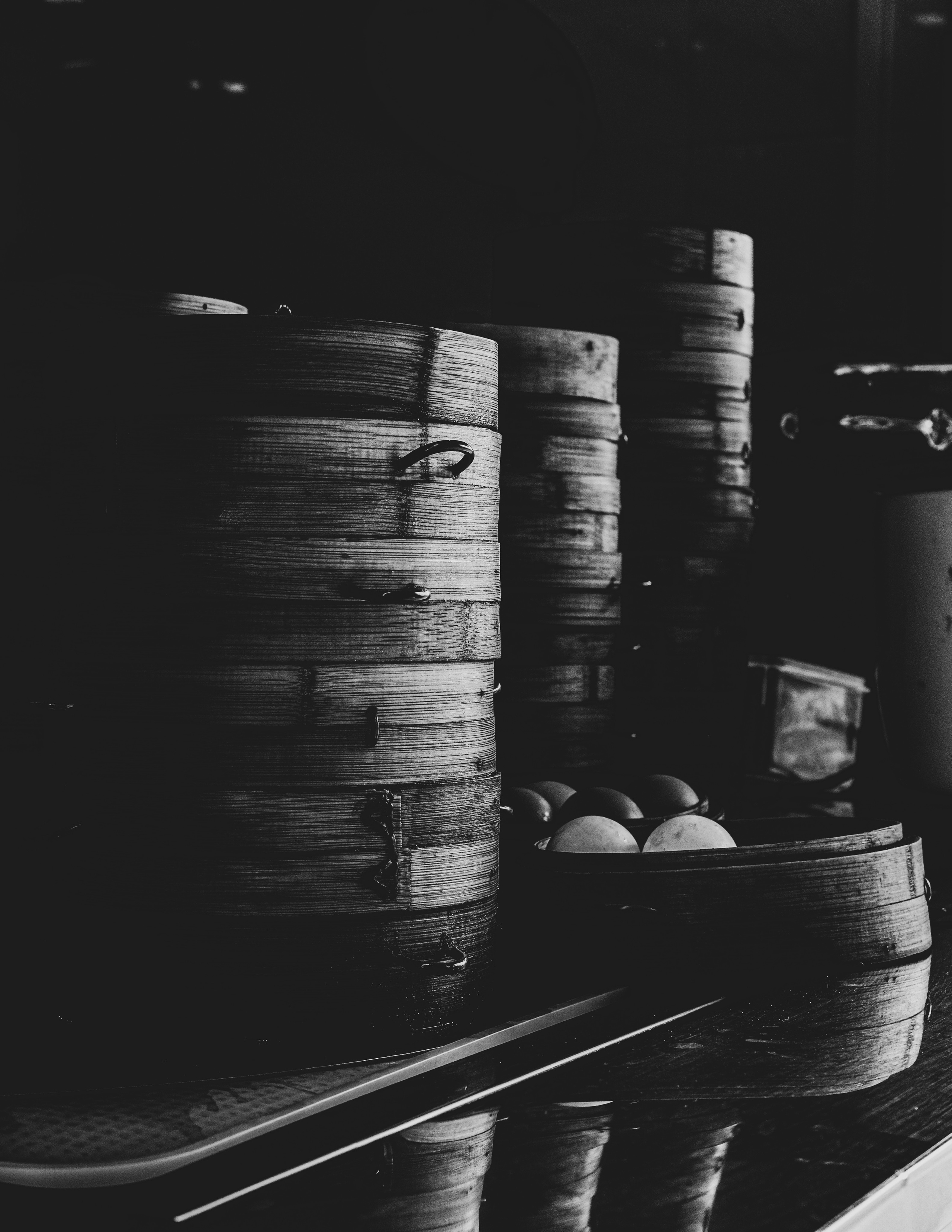 Street Food | 包子 | Black and White Photography | Street Photography  | China in Black & White photographs | Jiangmen City | Camera: FUJIFILM X-Pro3 35mm F2.0