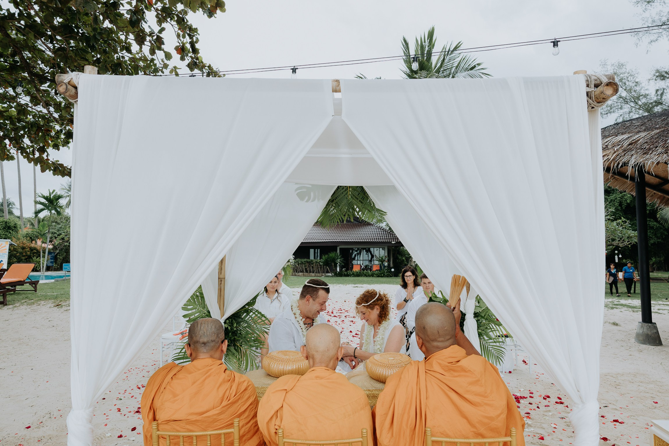 Simone & Matthias Peter. Buddhist blessing wedding Ceremony on Koh Samui, Thailand