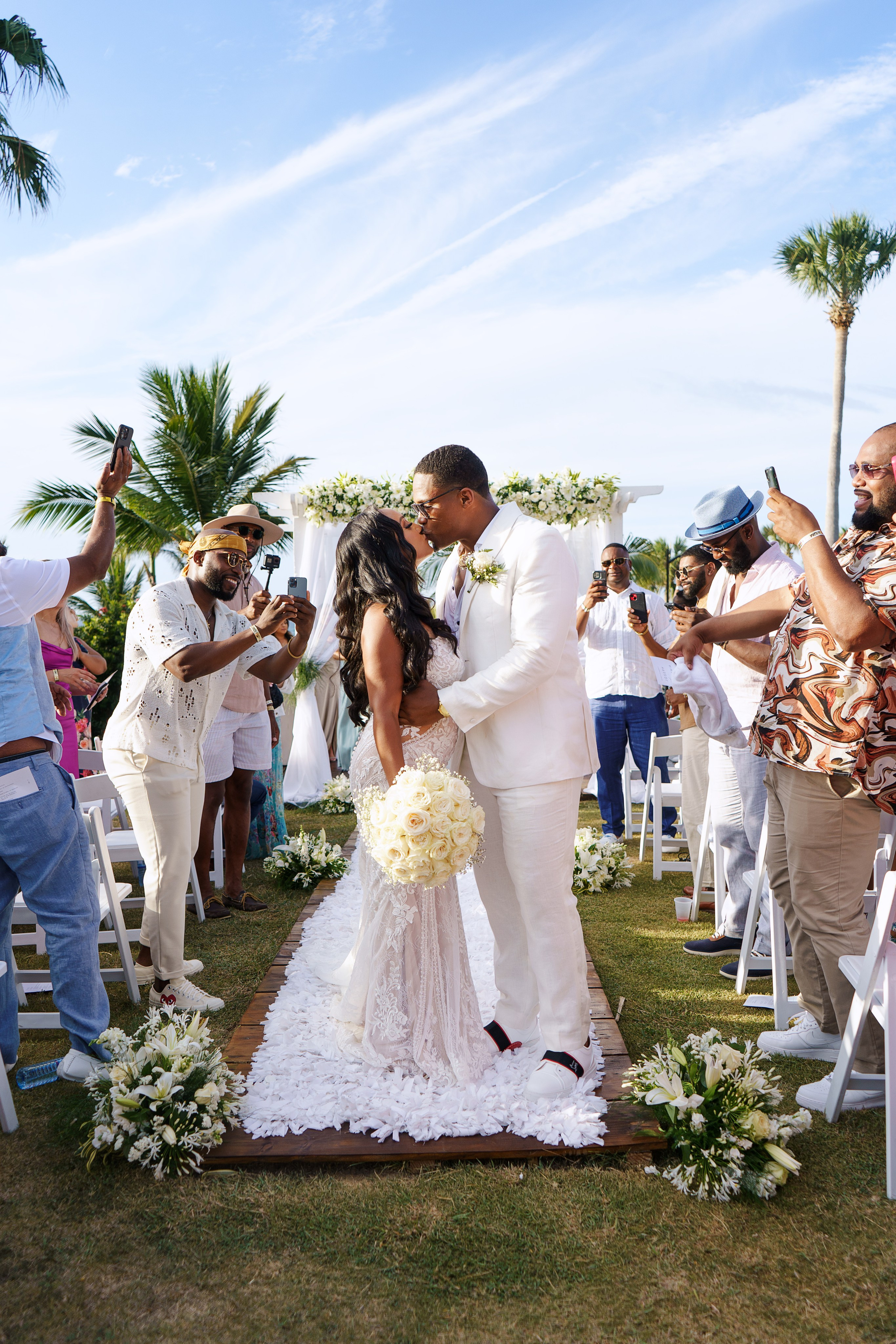 Romantic couple portrait at a beach wedding in Puerto Plata, Dominican Republic.