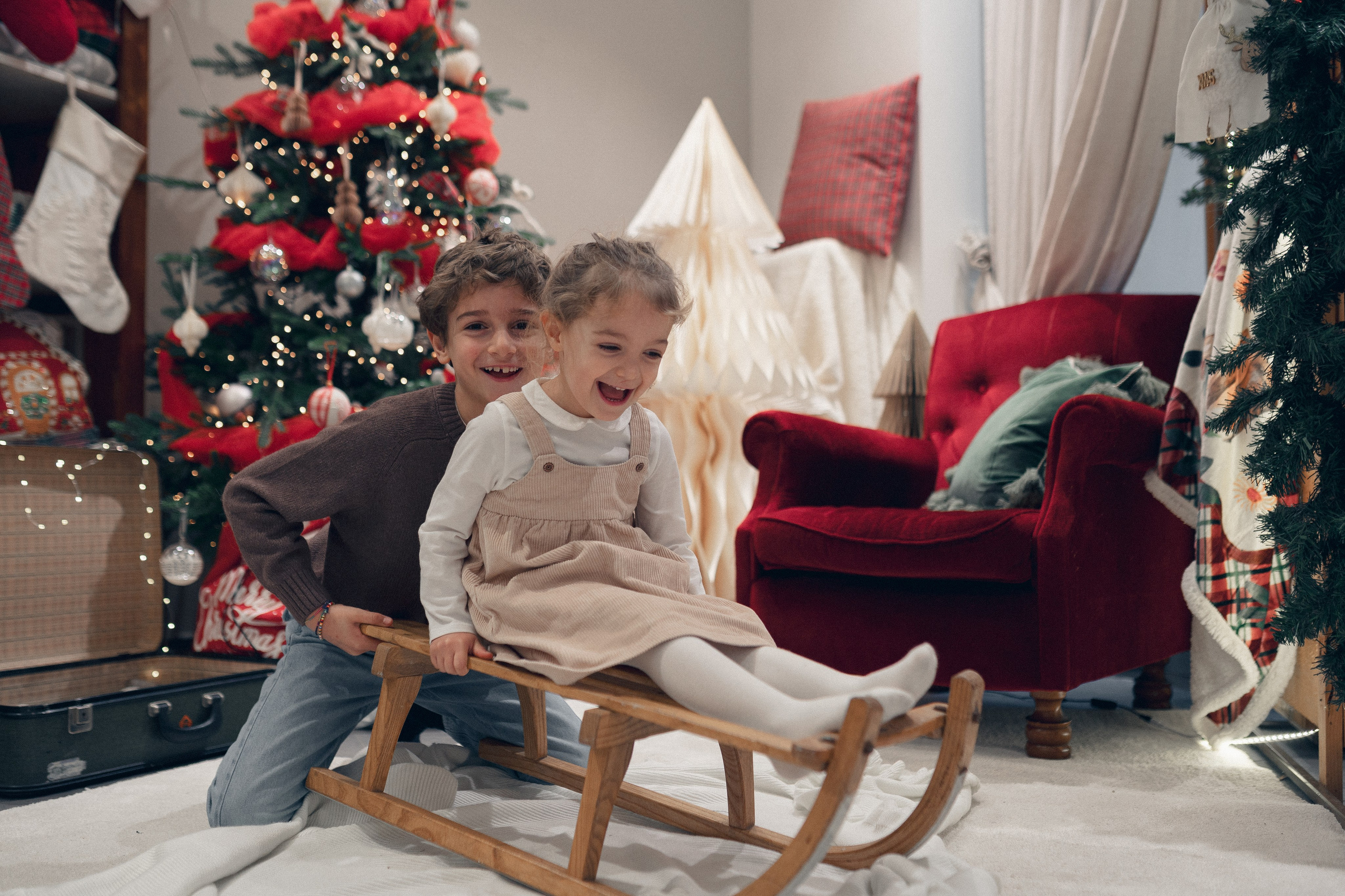 Slitta da neve, natale bambini