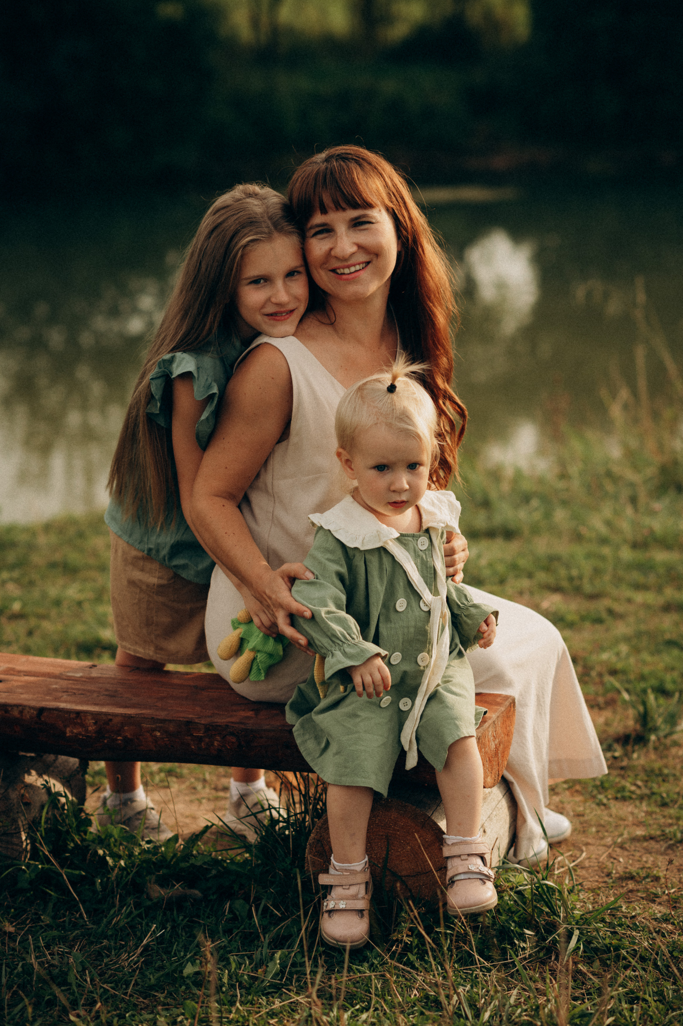 mother with two girls