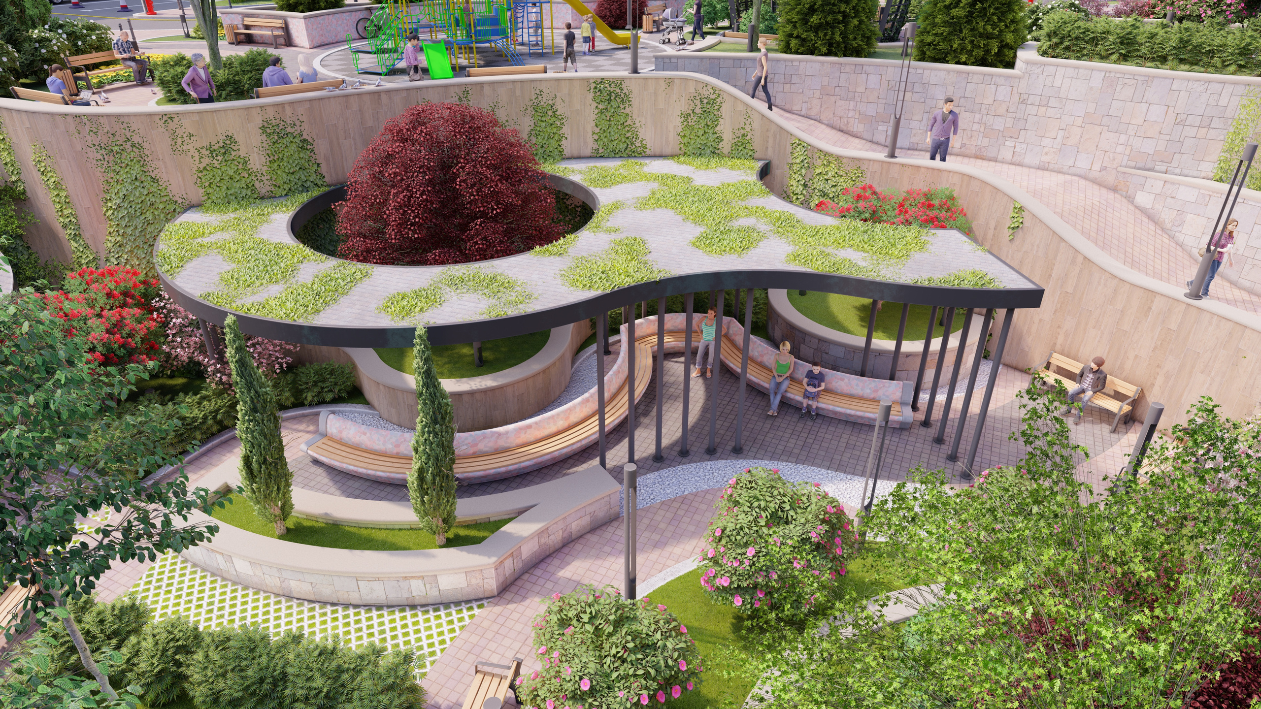 Проект разработки ландшафтного дизайна для жилищного комплекса в городе Баку. Разработка и техническое сопровождение архитектурных и дизайн-проектов