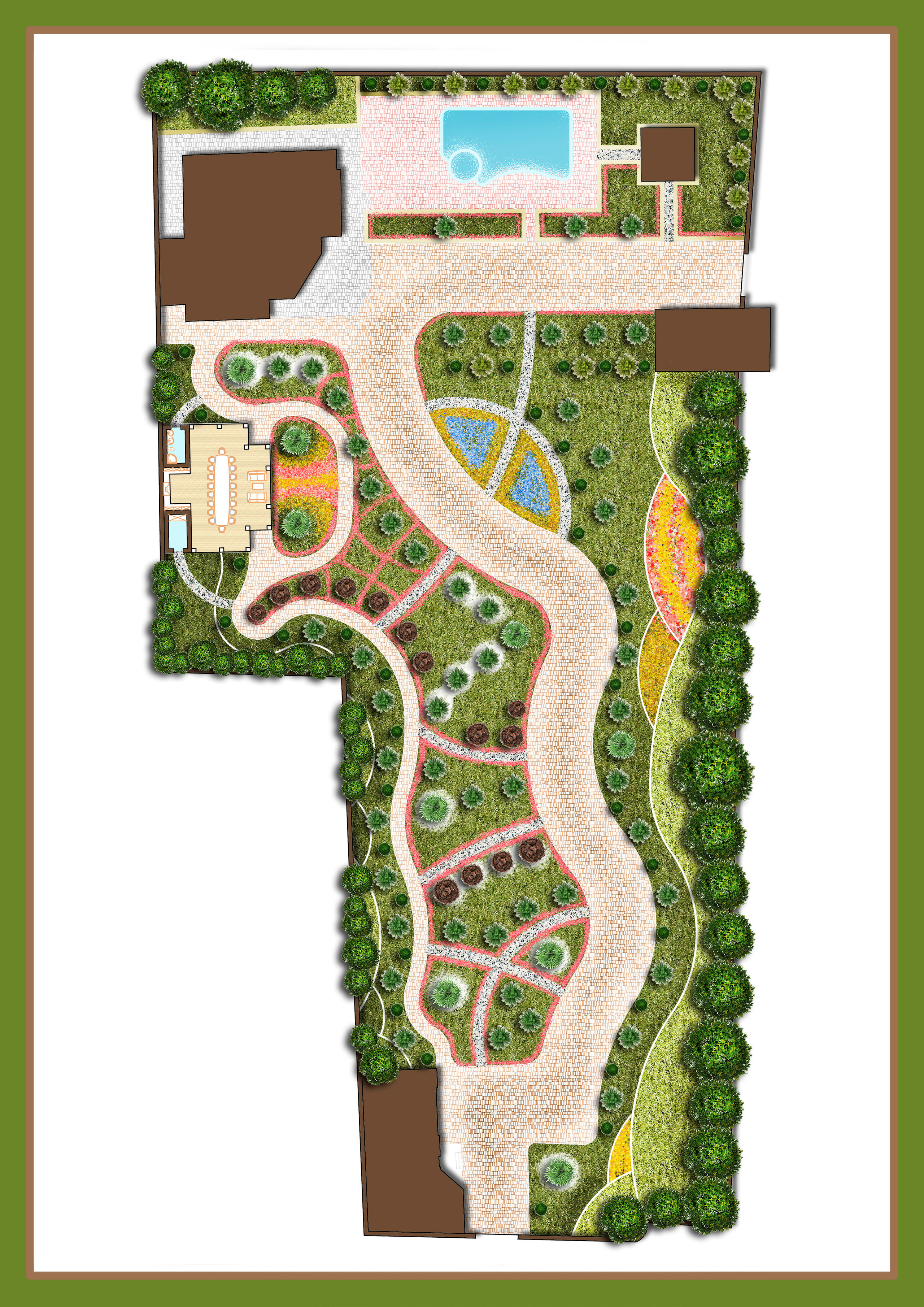 Примеры эскизных решений облагораживания различных участков. Разработка и техническое сопровождение архитектурных и дизайн-проектов