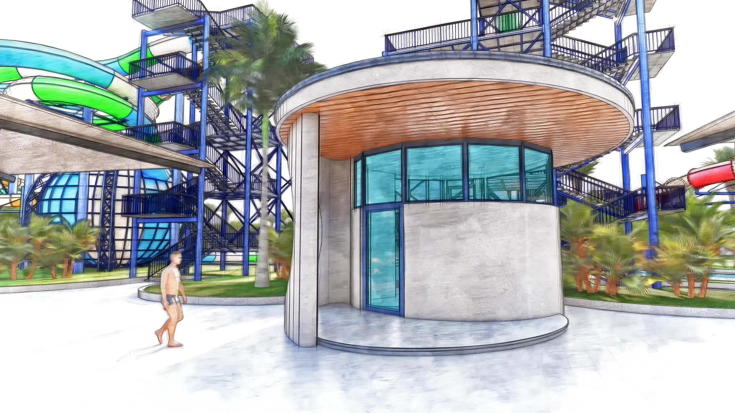 Эскизный проект парка водных развлечений. Разработка и техническое сопровождение архитектурных и дизайн-проектов