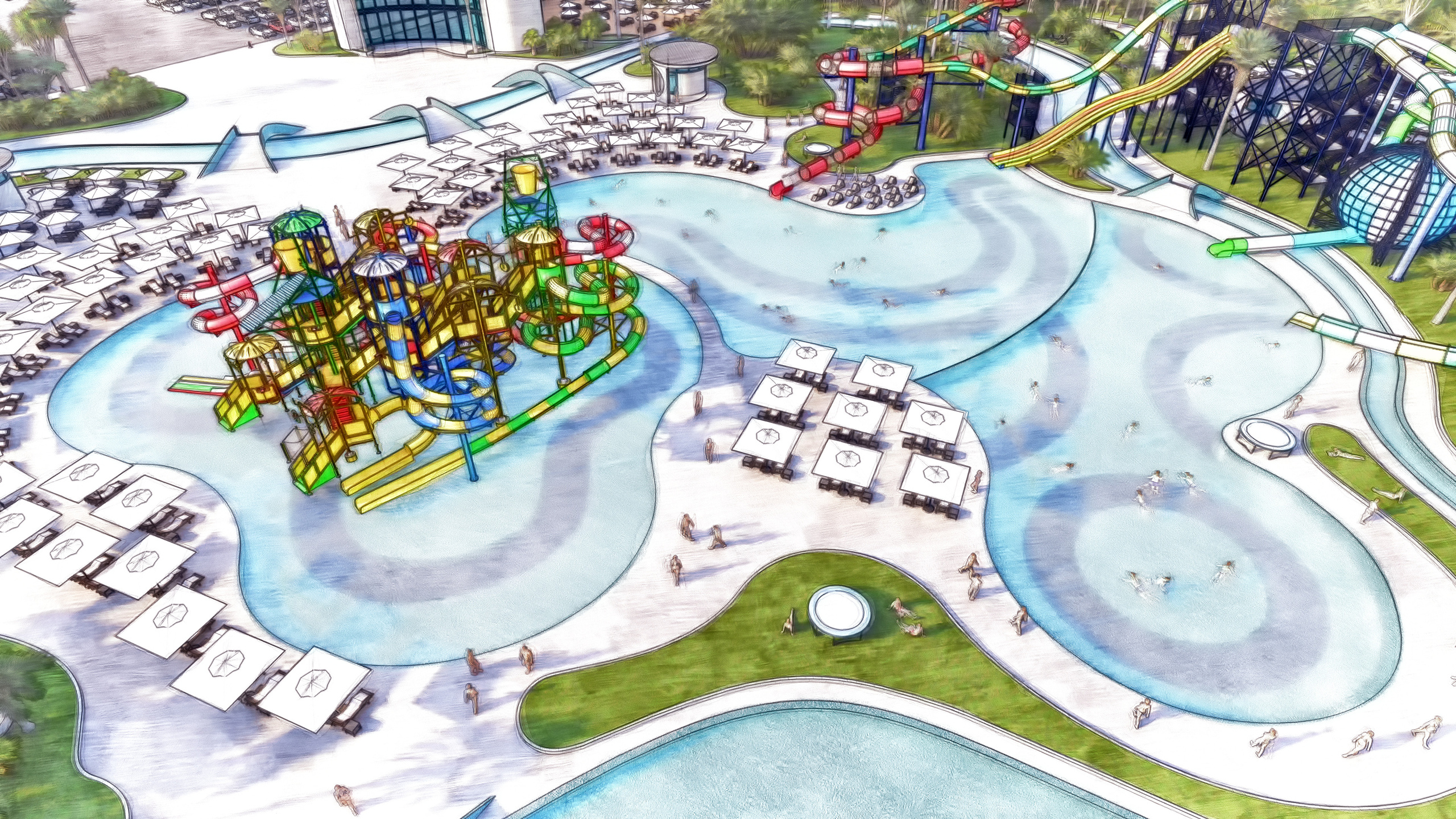 Эскизный проект парка водных развлечений. Разработка и техническое сопровождение архитектурных и дизайн-проектов