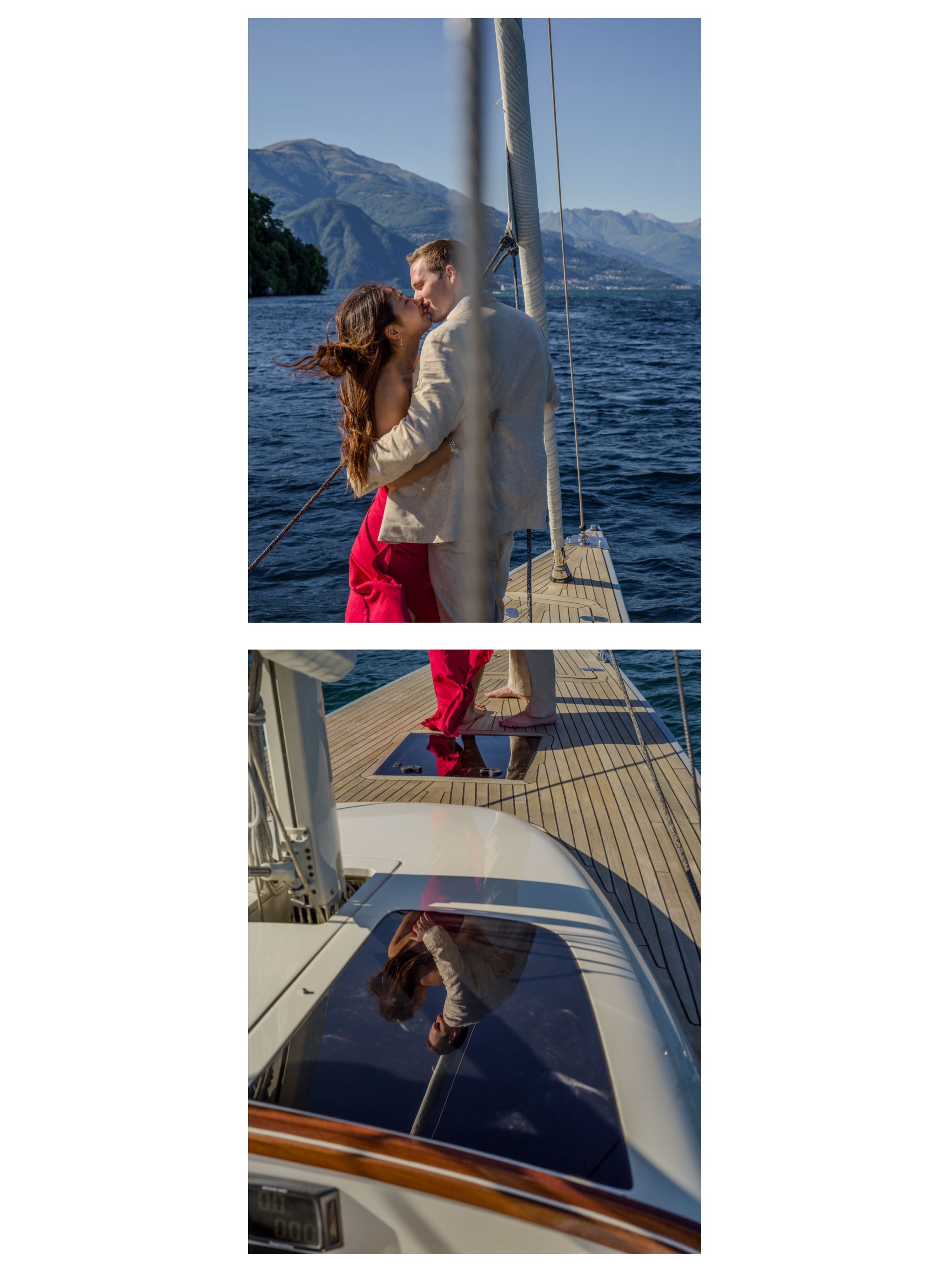 Man proposing on one knee in Villa Melzi gardens