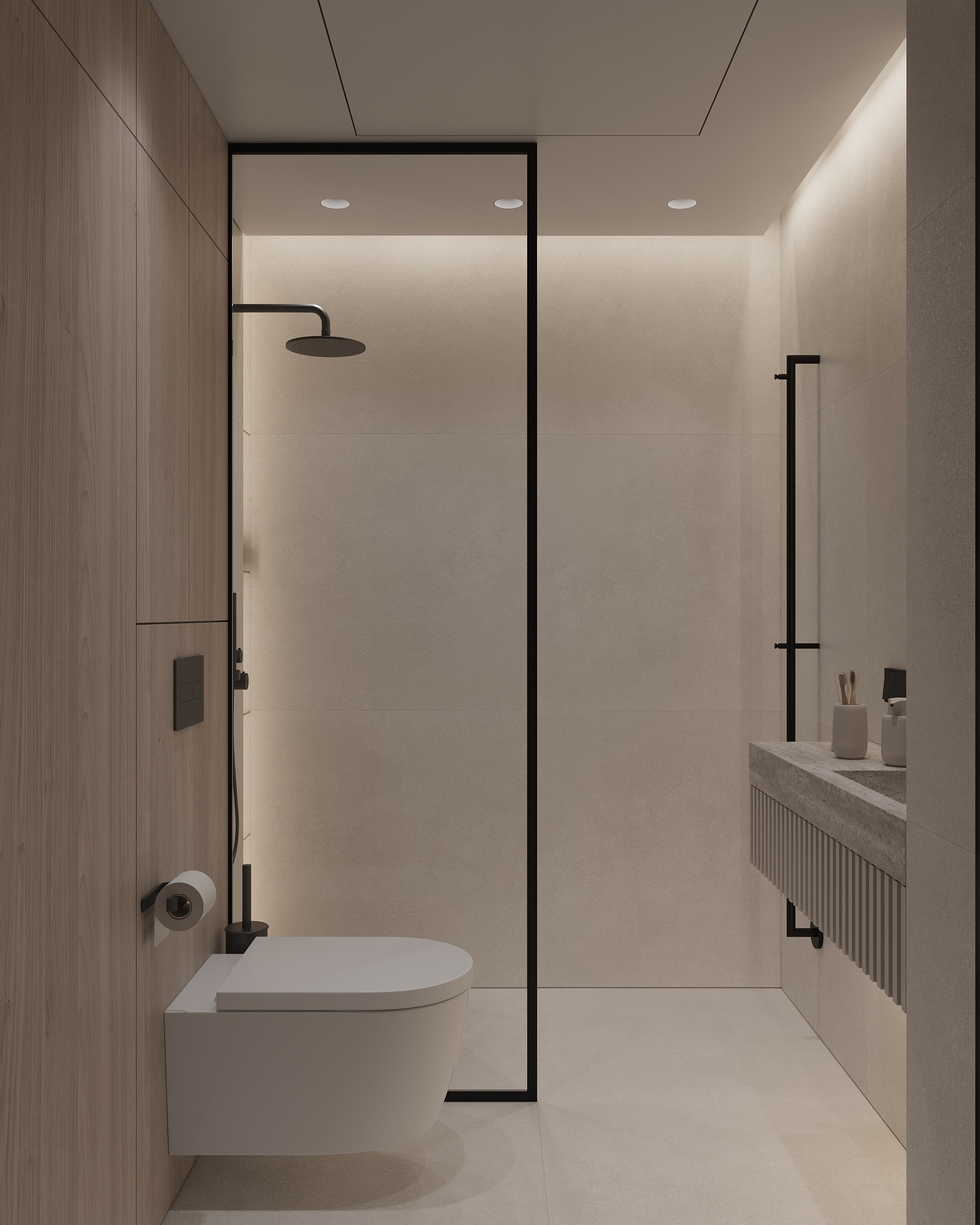 Story of Wood and Travertine. Simple Archs — high quality visualizations for your interior projects