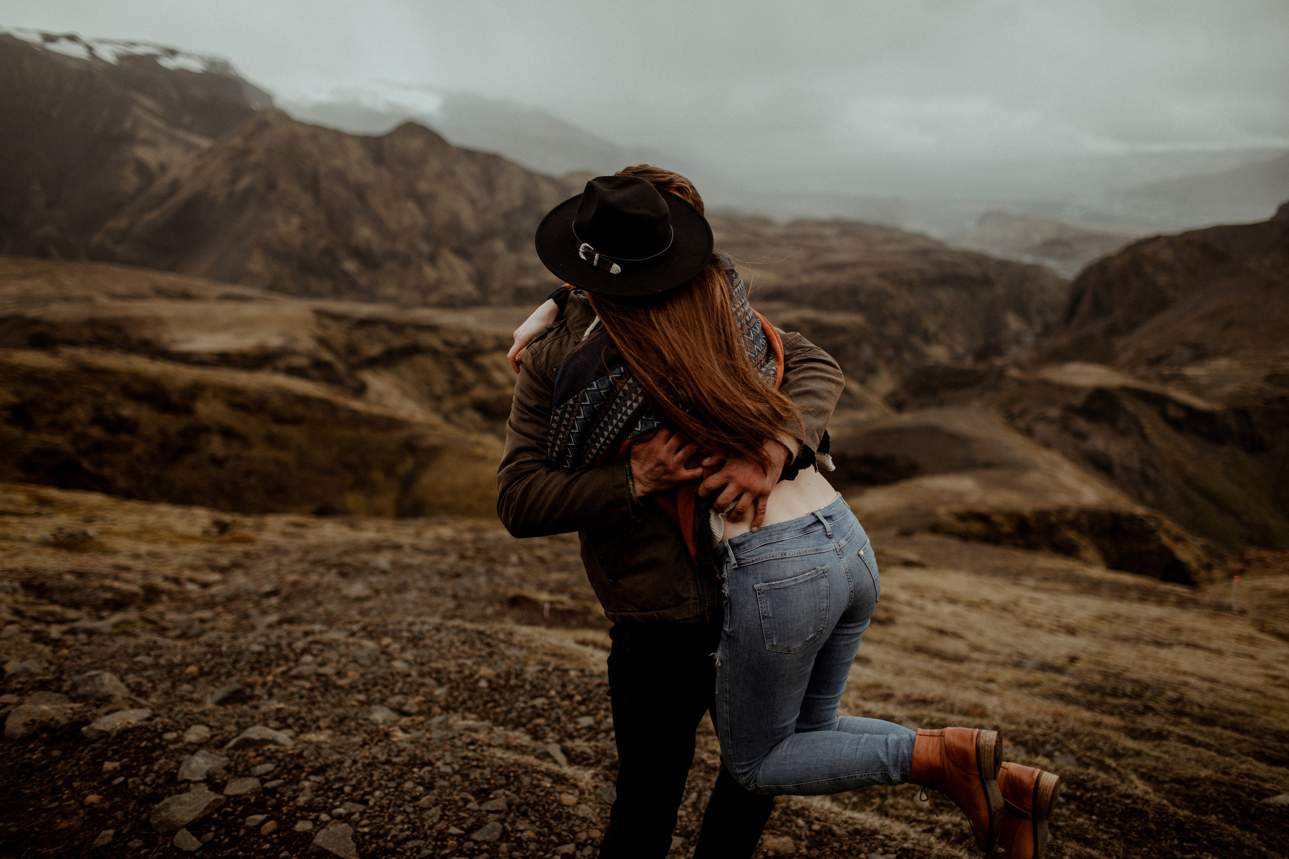 Hiking photoshoot in highlands of Iceland. Iceland elopement photographer & videographer