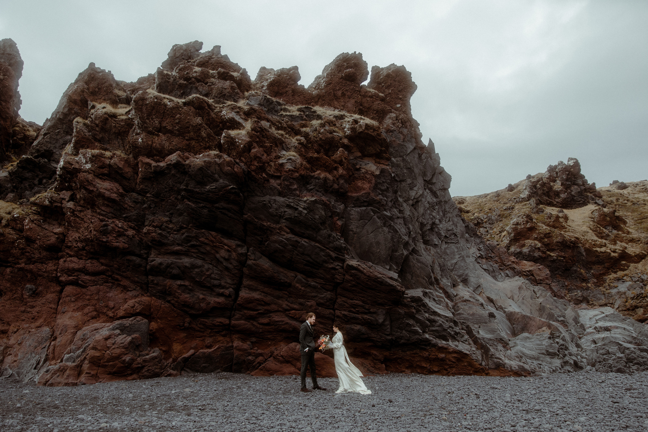 Elopement at Snaefellsnes Iceland | Wedding photos with Icelandic horses. Iceland elopement photographer & videographer