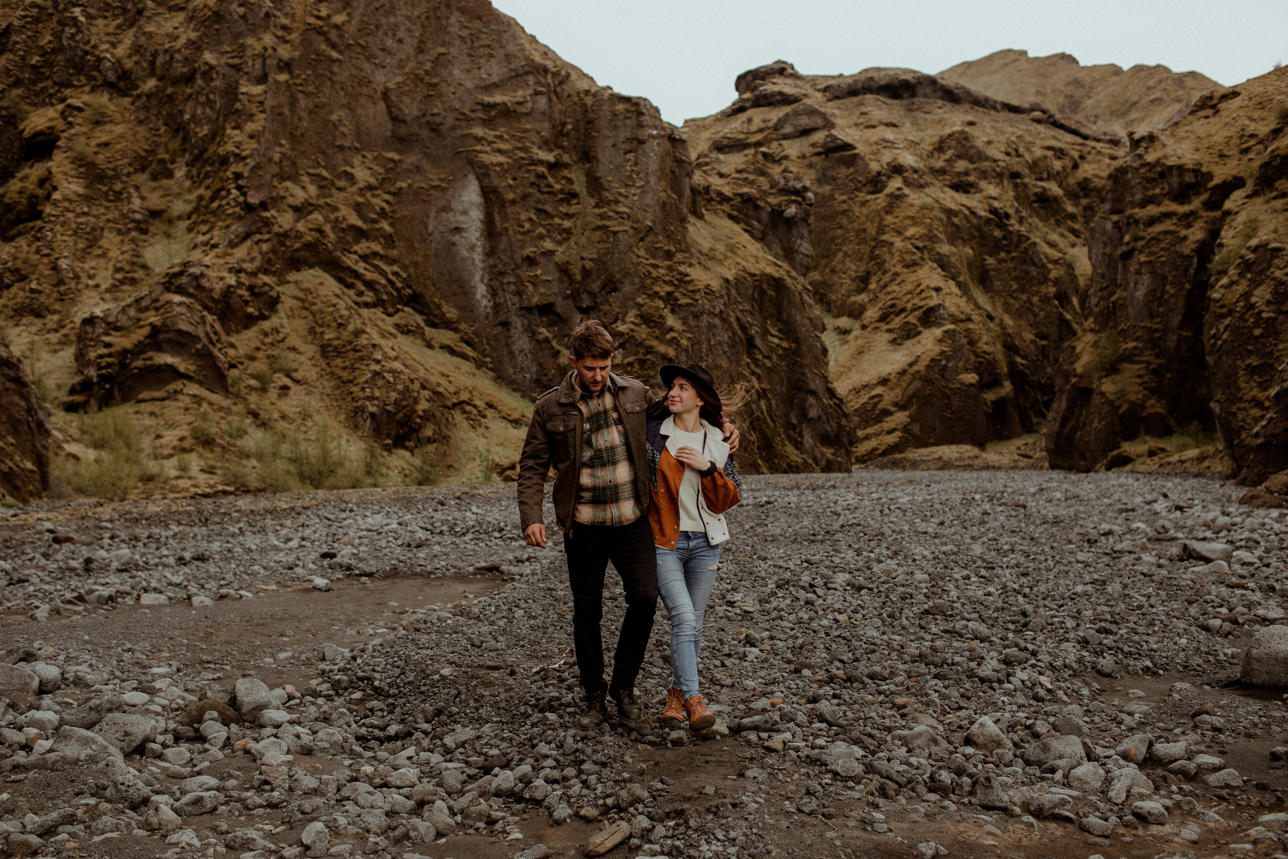 Hiking photoshoot in highlands of Iceland. Iceland elopement photographer & videographer