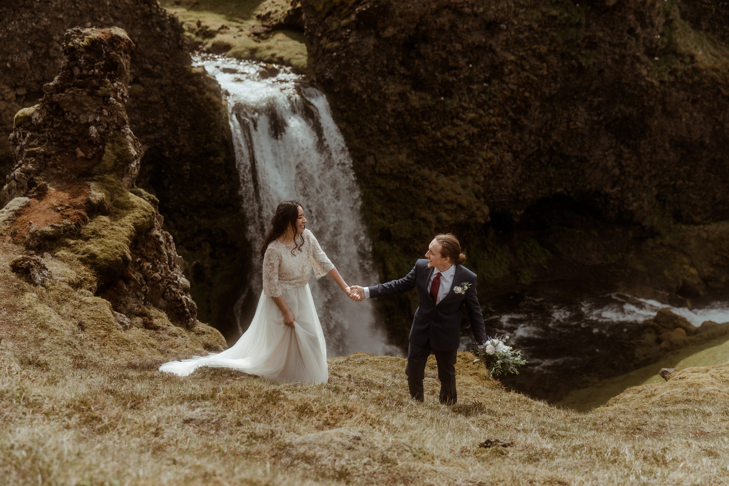 Hiking Iceland Elopement. Iceland elopement photographer & videographer