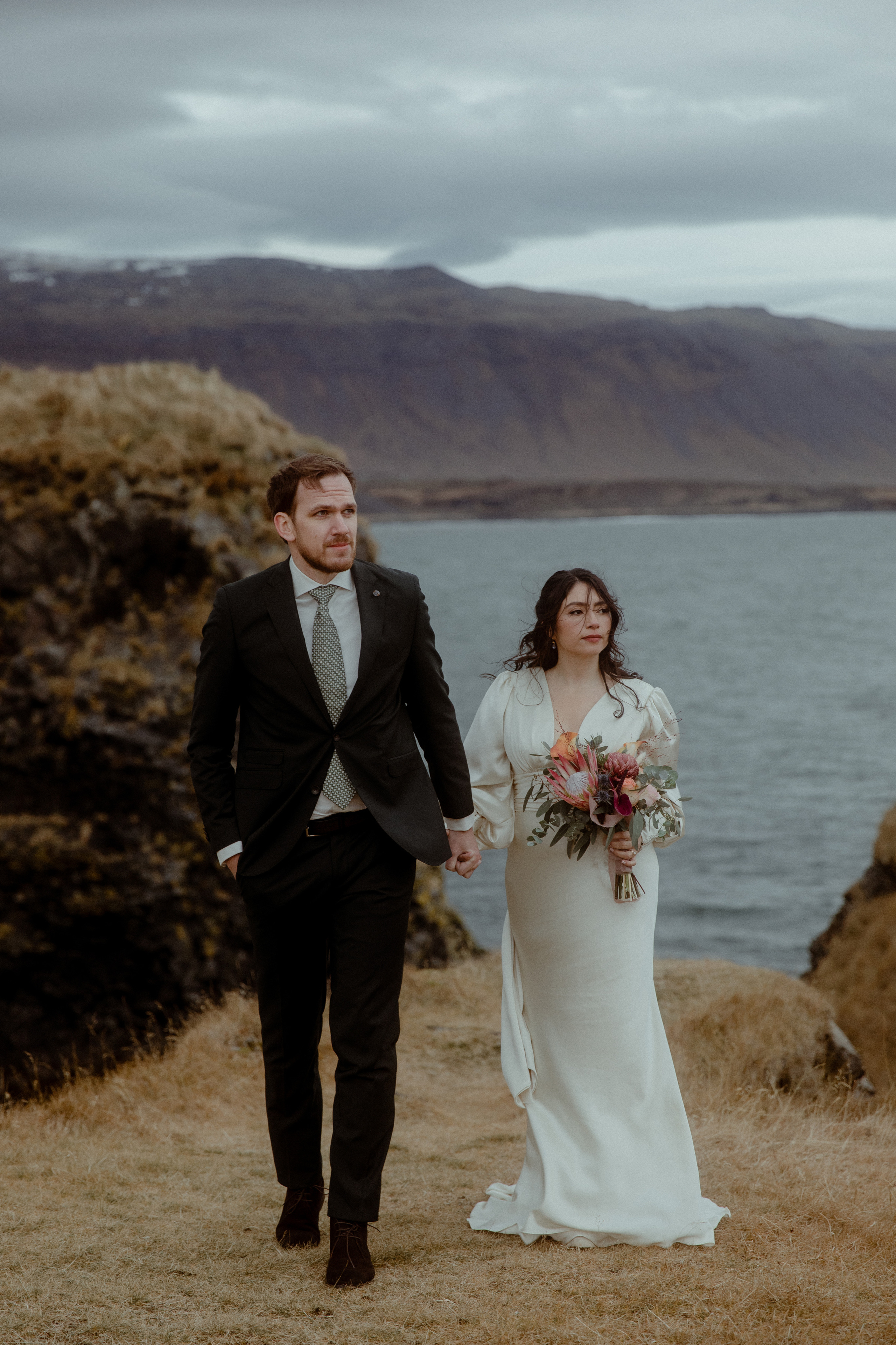 Elopement at Snaefellsnes Iceland | Wedding photos with Icelandic horses. Iceland elopement photographer & videographer
