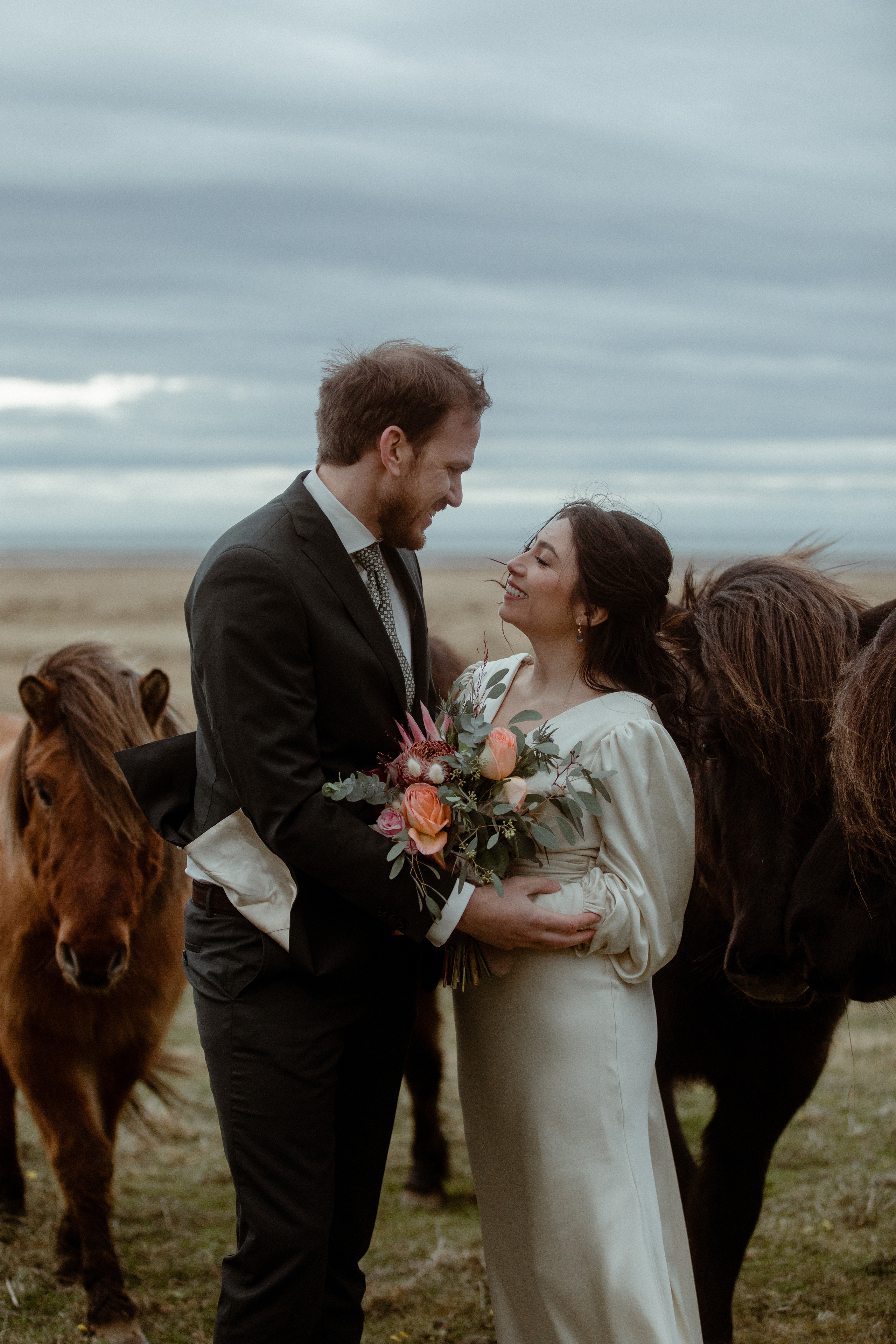 Elopement at Snaefellsnes Iceland | Wedding photos with Icelandic horses. Iceland elopement photographer & videographer