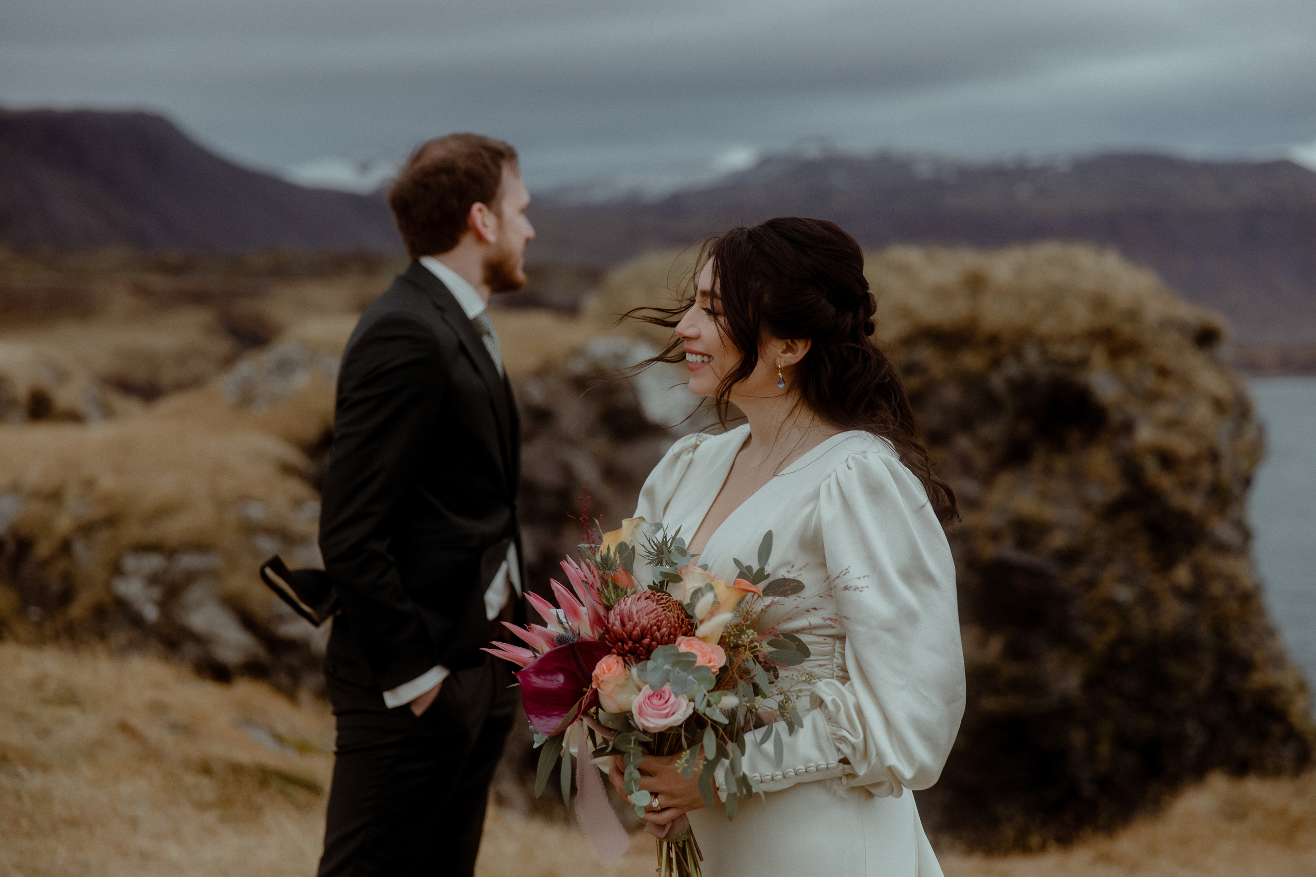 Elopement at Snaefellsnes Iceland | Wedding photos with Icelandic horses. Iceland elopement photographer & videographer