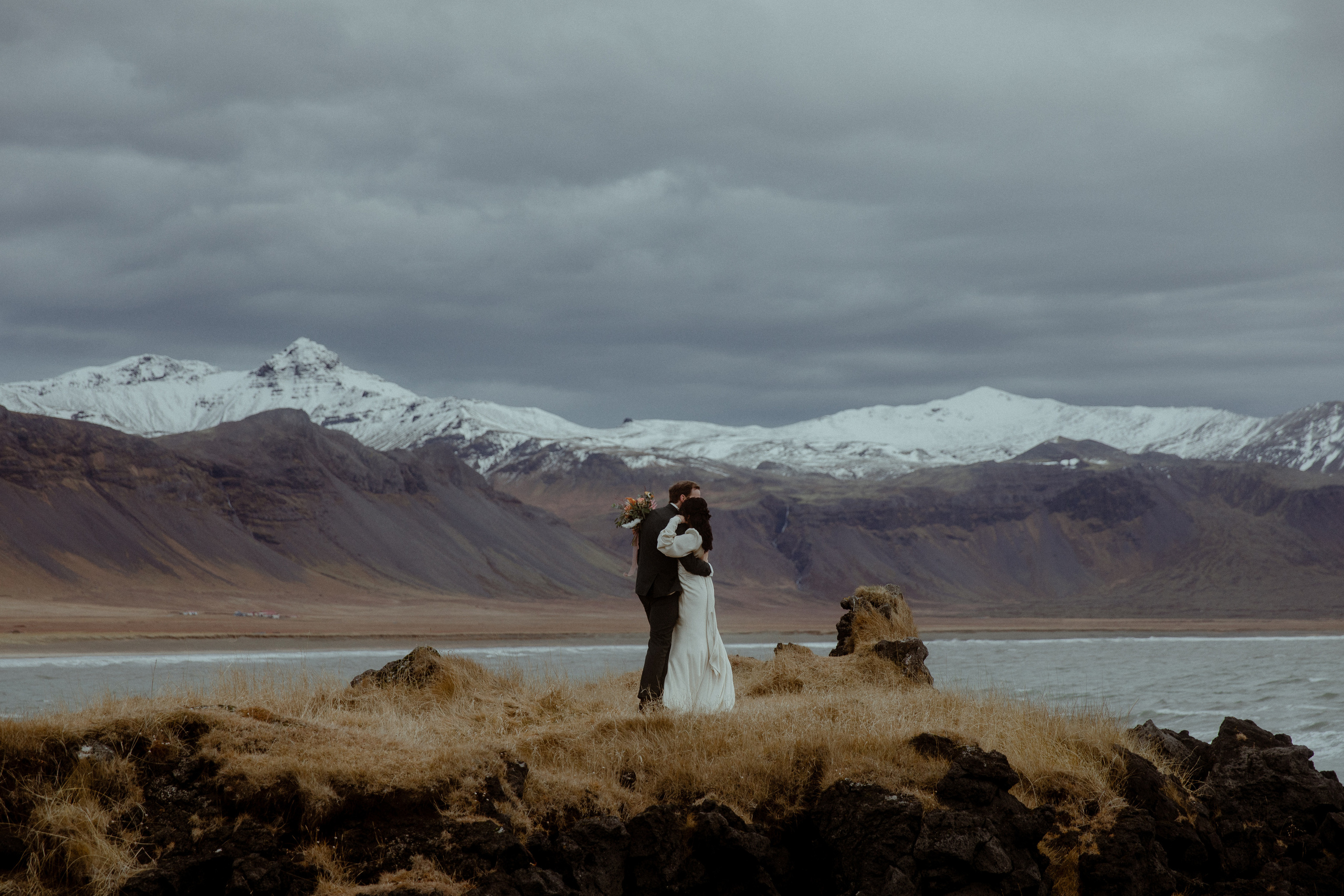 Elopement at Snaefellsnes Iceland | Wedding photos with Icelandic horses. Iceland elopement photographer & videographer