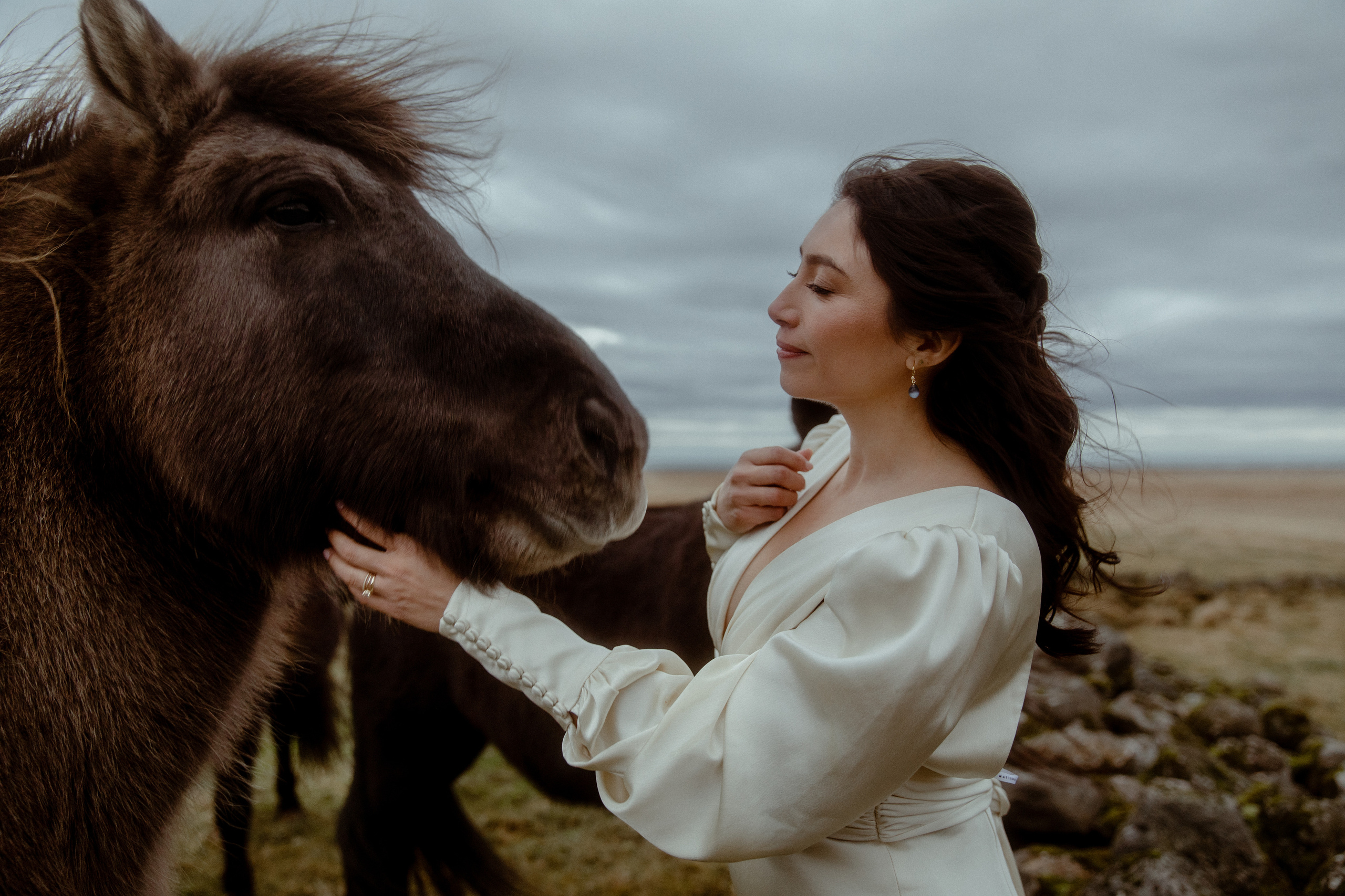 Elopement at Snaefellsnes Iceland | Wedding photos with Icelandic horses. Iceland elopement photographer & videographer