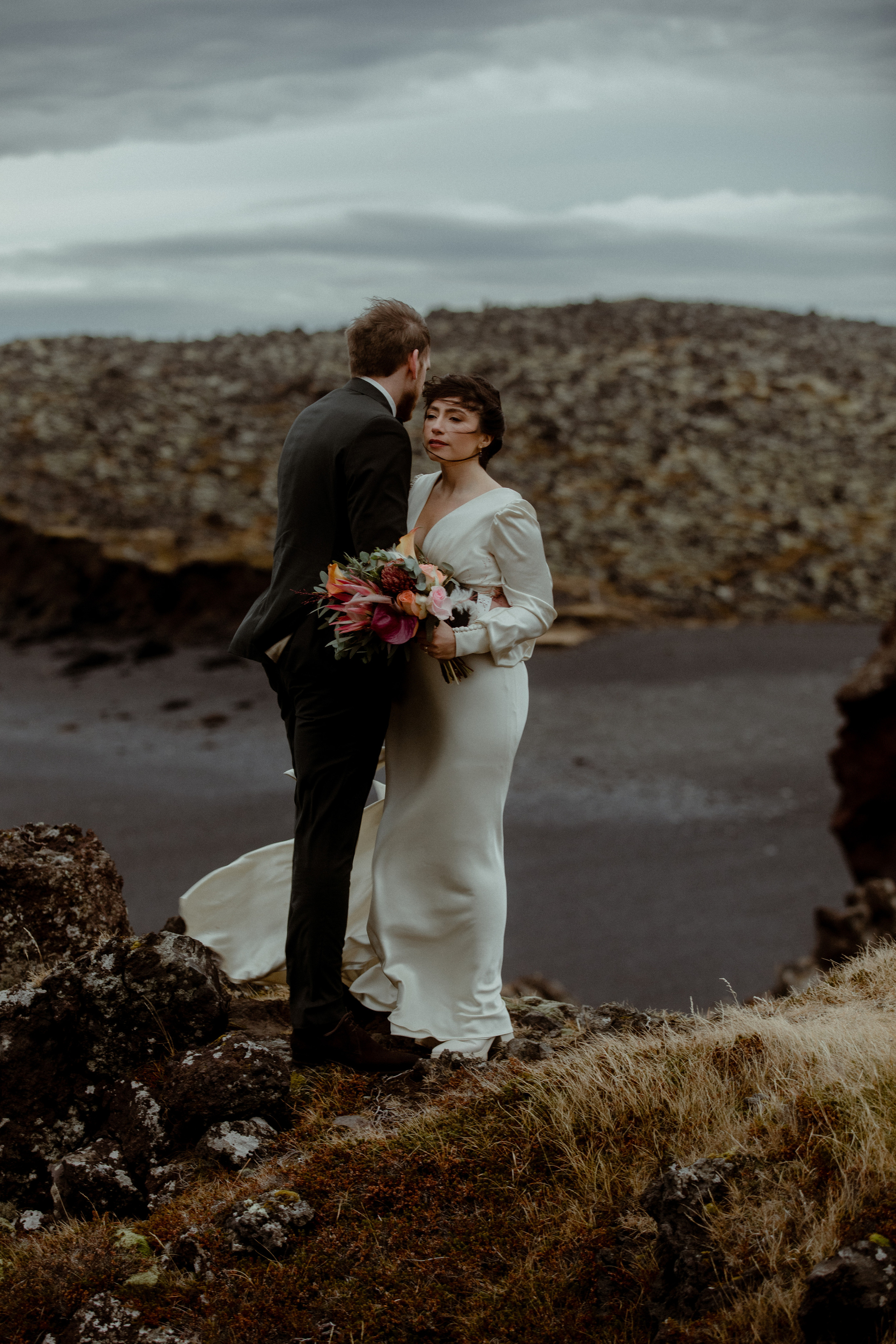 Elopement at Snaefellsnes Iceland | Wedding photos with Icelandic horses. Iceland elopement photographer & videographer