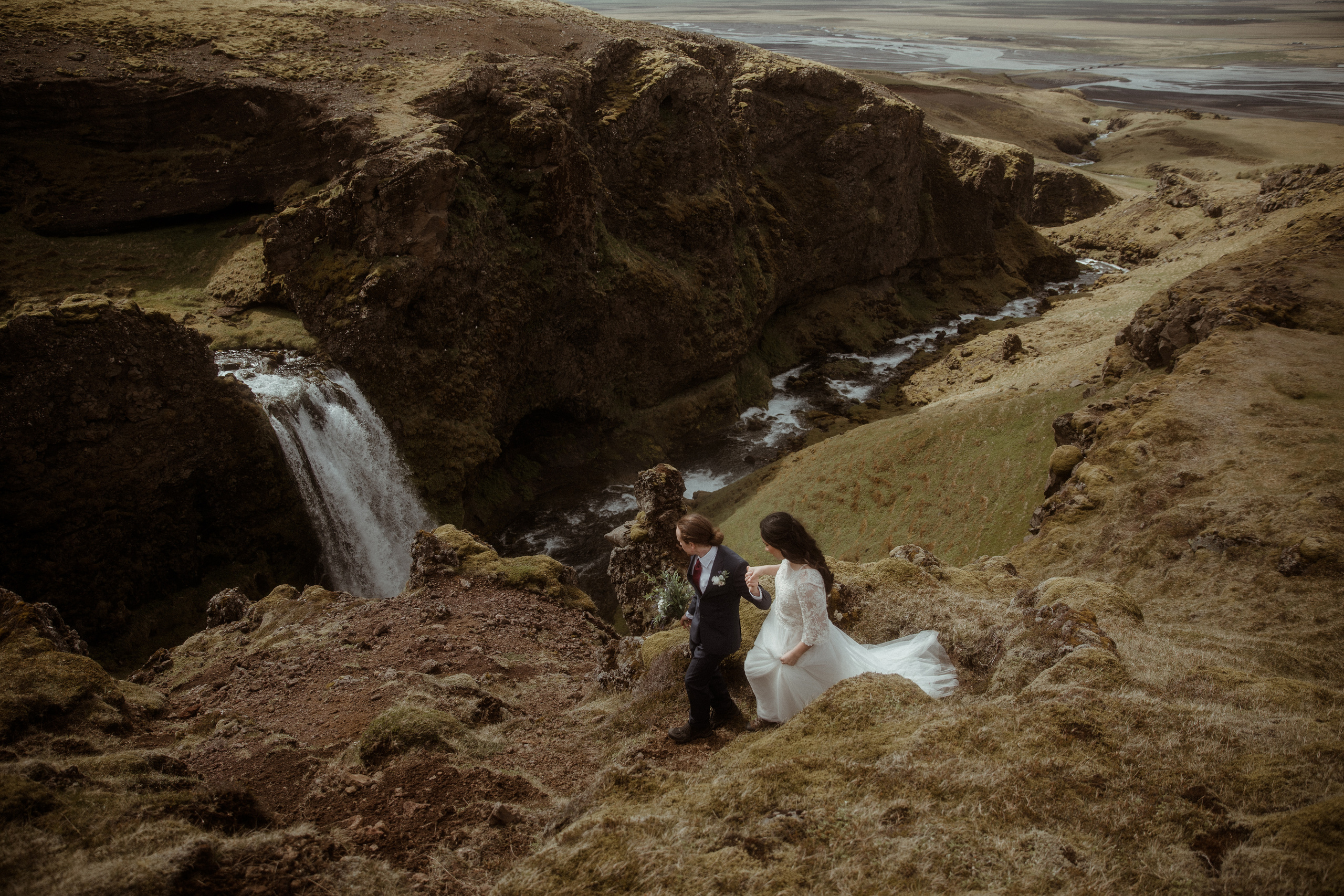 Hiking Iceland Elopement. Iceland elopement photographer & videographer