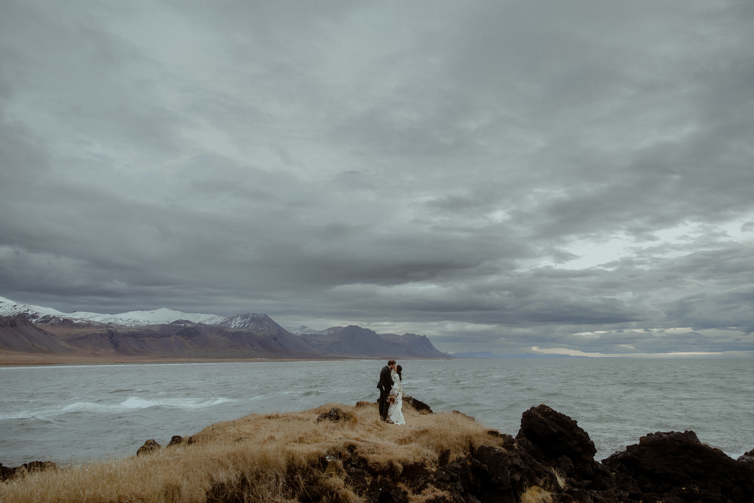 Elopement at Snaefellsnes Iceland | Wedding photos with Icelandic horses. Iceland elopement photographer & videographer