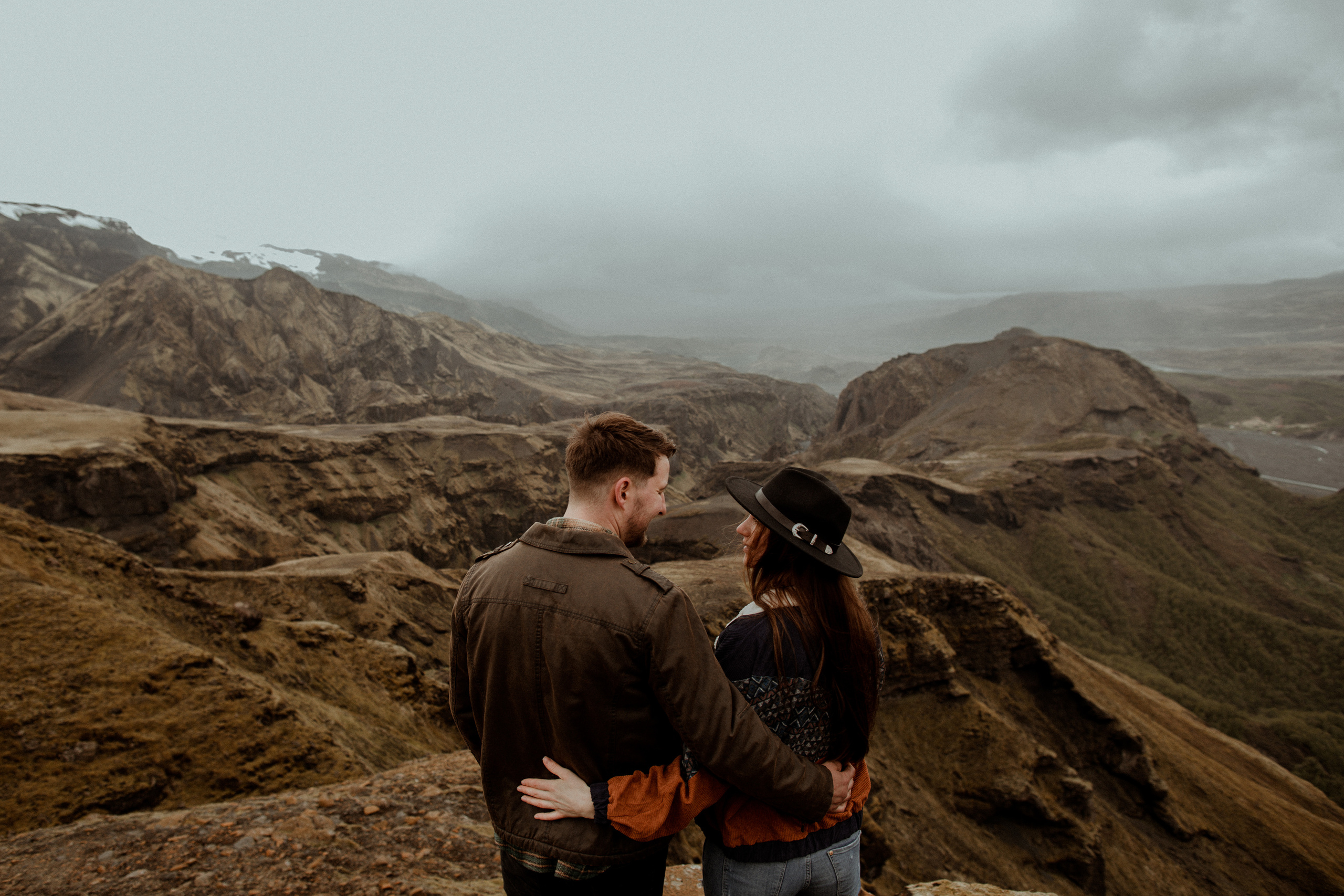 Hiking photoshoot in highlands of Iceland. Iceland elopement photographer & videographer